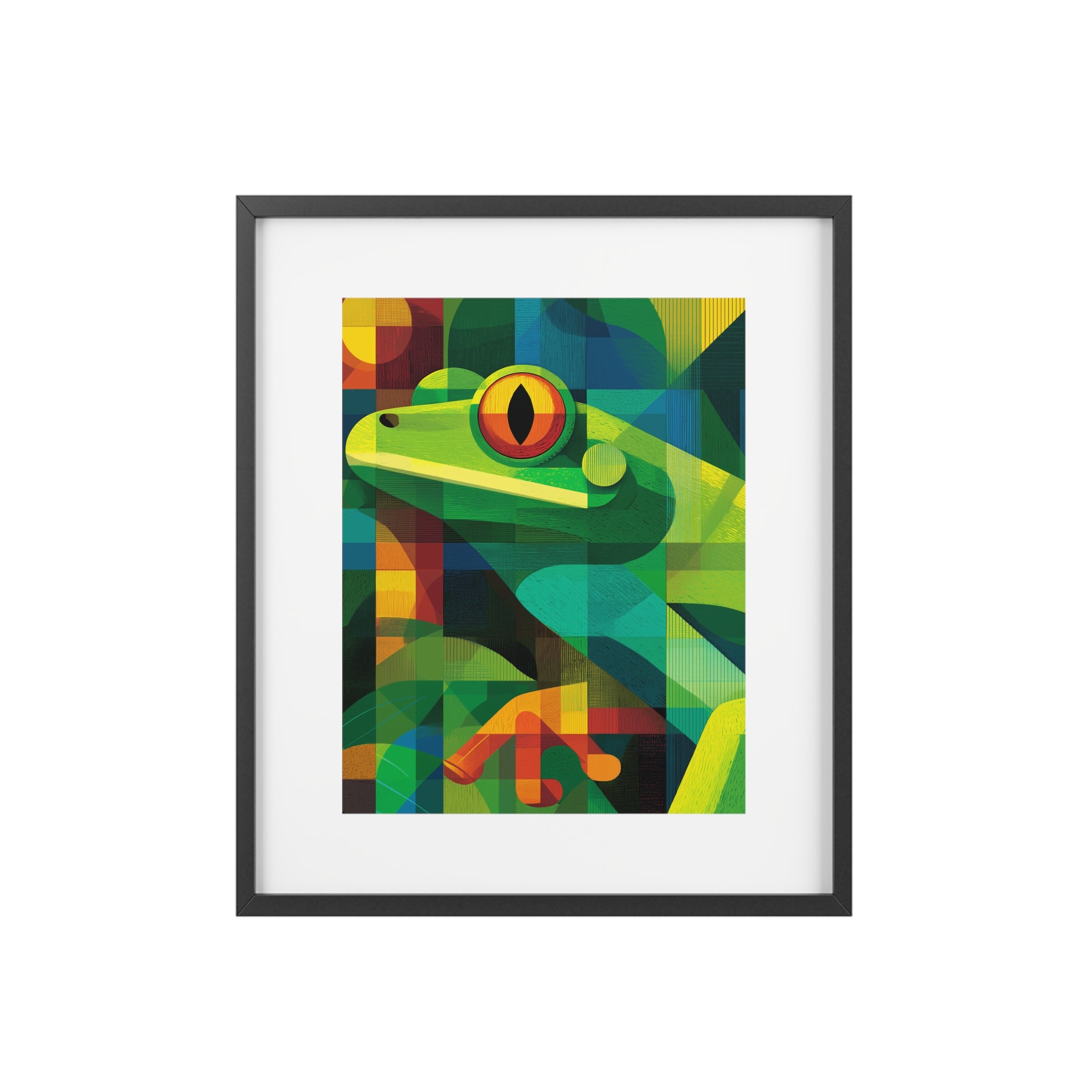 Vibrant Frog Art Framed Poster, Colorful Wall Decor, Nature-Inspired Home Decor, Unique Gift for Animal Lovers, Modern Art Print