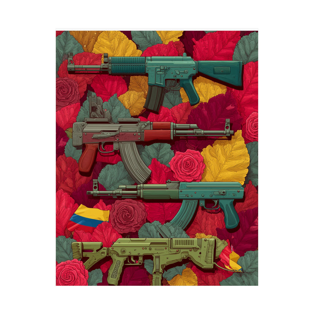 Vibrant Gun Art Vertical Poster, Unique Wall Decor, Military Theme Art, Home Office Decoration, Gift for Gun Enthusiasts