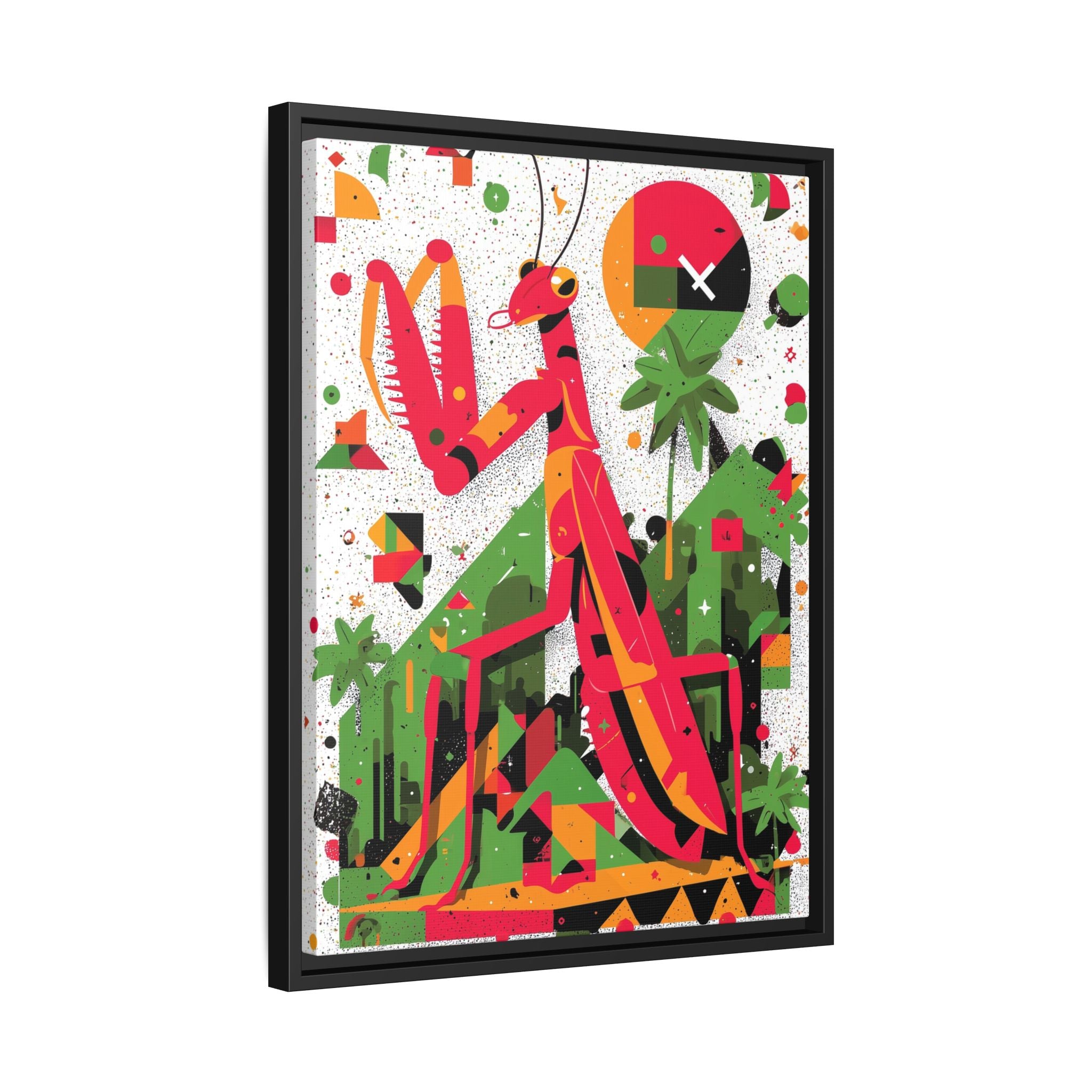 Praying Mantis in Bloom: Geometric Insect Portrait, Abstract Digital Illustration   |    Custom Orders Available