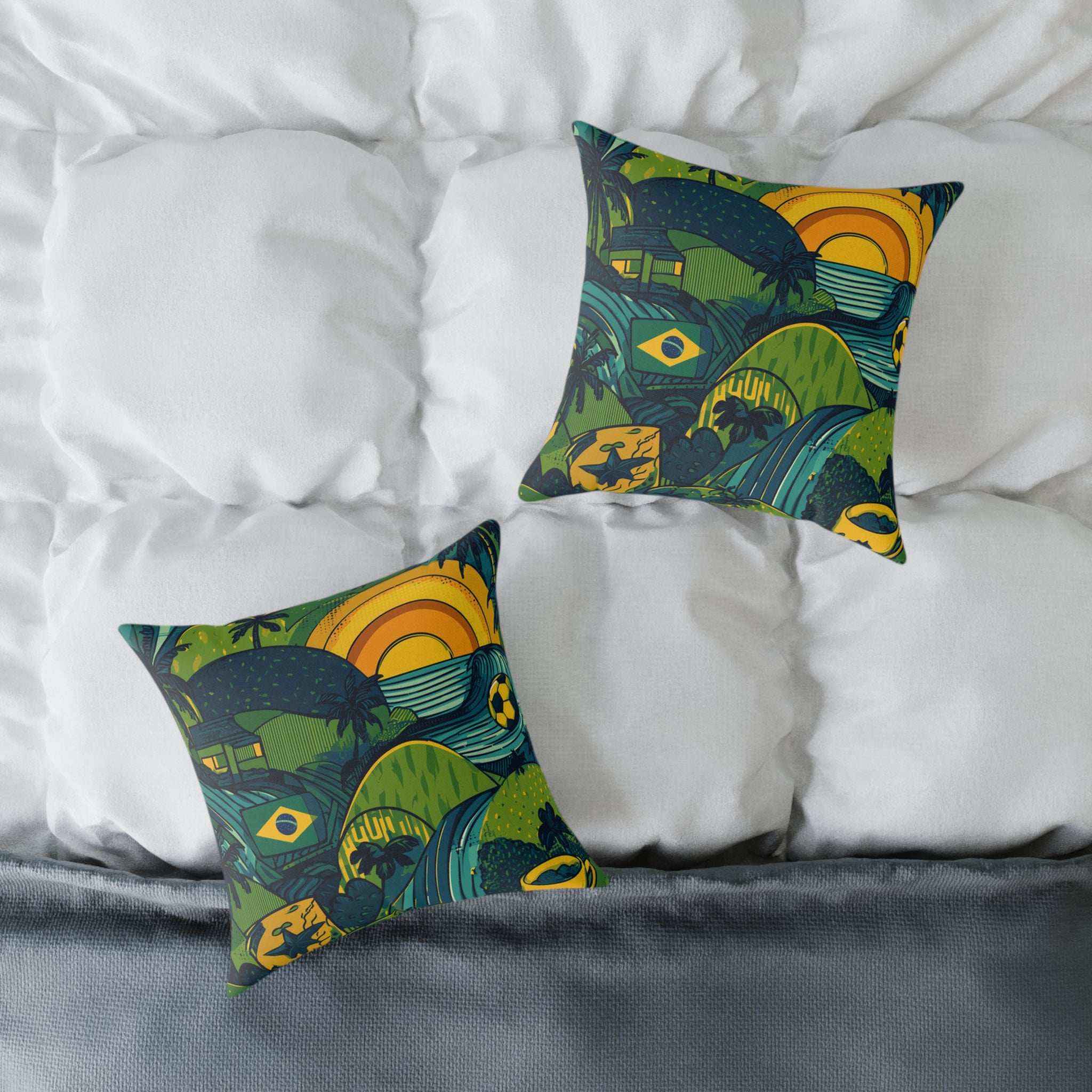 Vibrant Brazil-Themed Square Poly Canvas Pillow, Boho Decorative Cushion, Living Room Accent, Gift for Nature Lovers, Eco-Friendly [...]