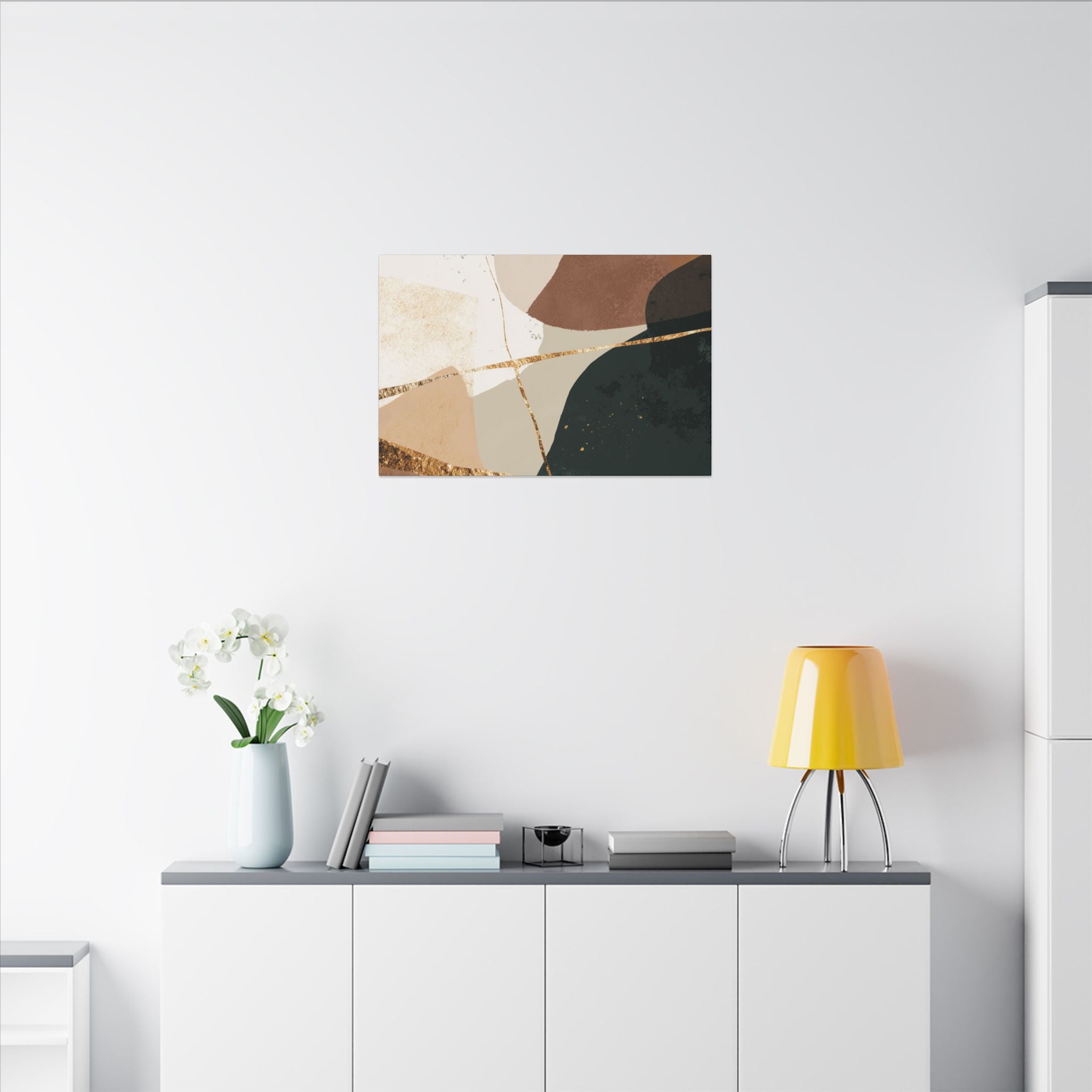 Canvas Print, Abstract Earthy Gold Wall Art, Modern Designer Home Decor, Stretched Matte Canvas; Thick, Multi-Size, Office Decor