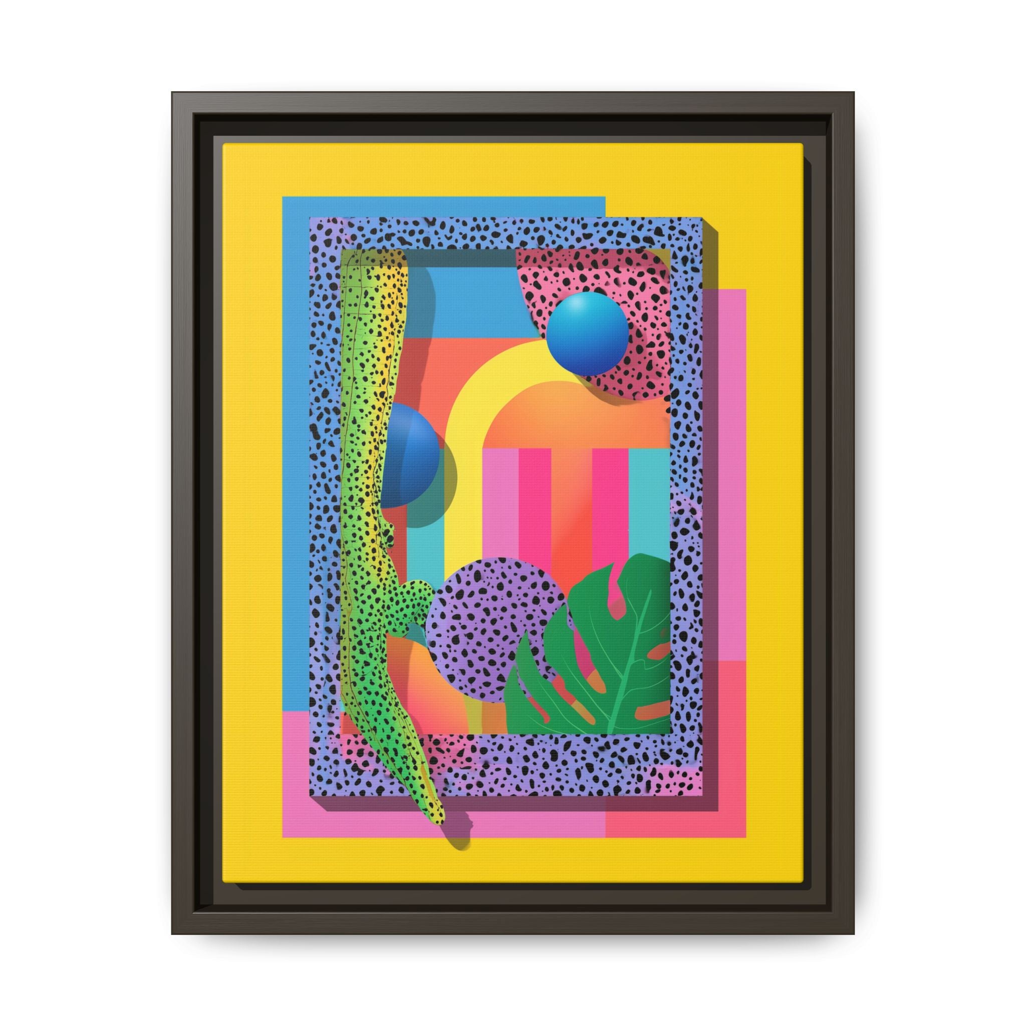 Geometric Rhythms: Abstract Layers of Color, Dimensional Shapes and Tropical Elements, Vibrant Modern Art Composition   |   Custom Orders