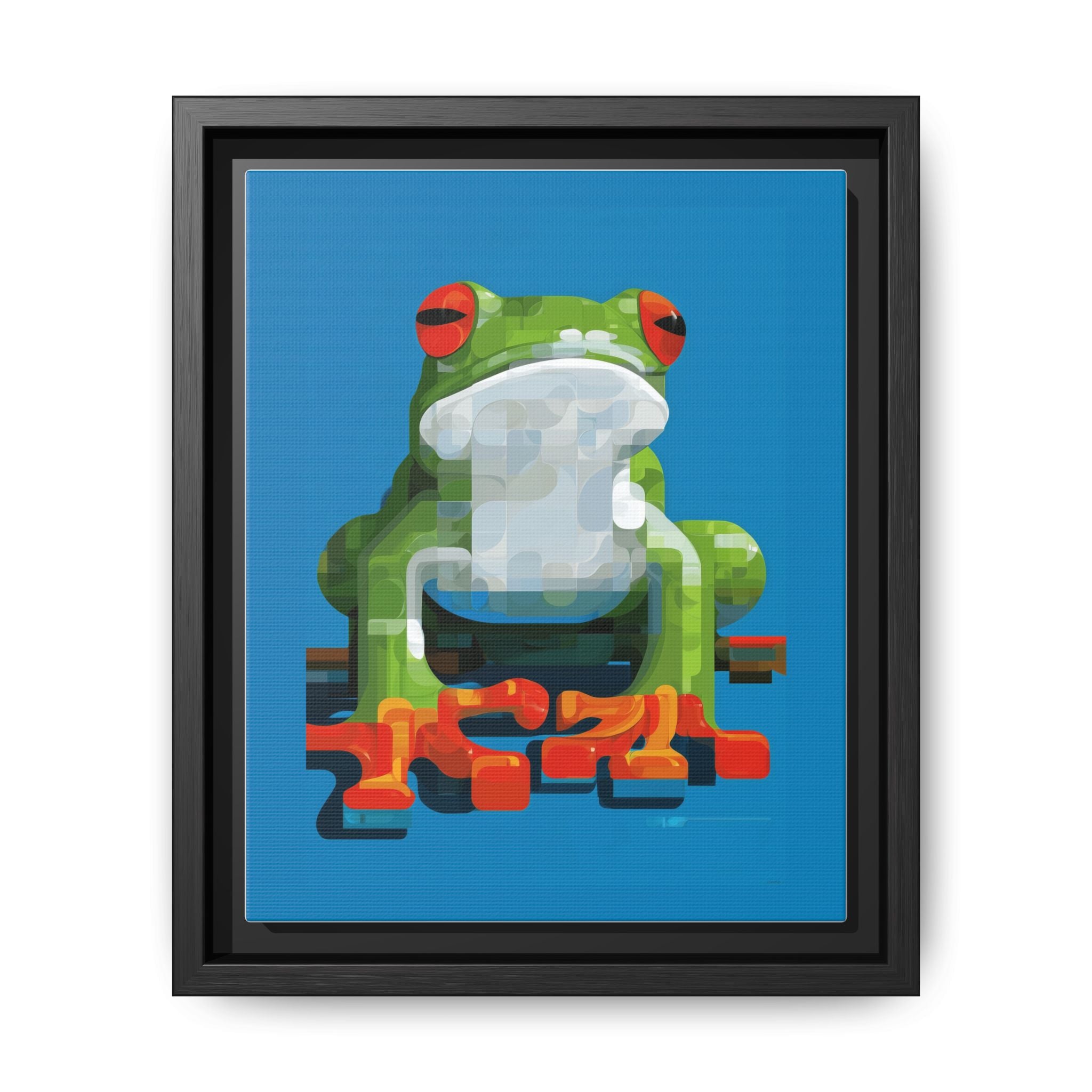 Mosaic Amphibian: Geometric Frog Portrait, Digital Pixel Art Illustration   |    Custom Orders Available