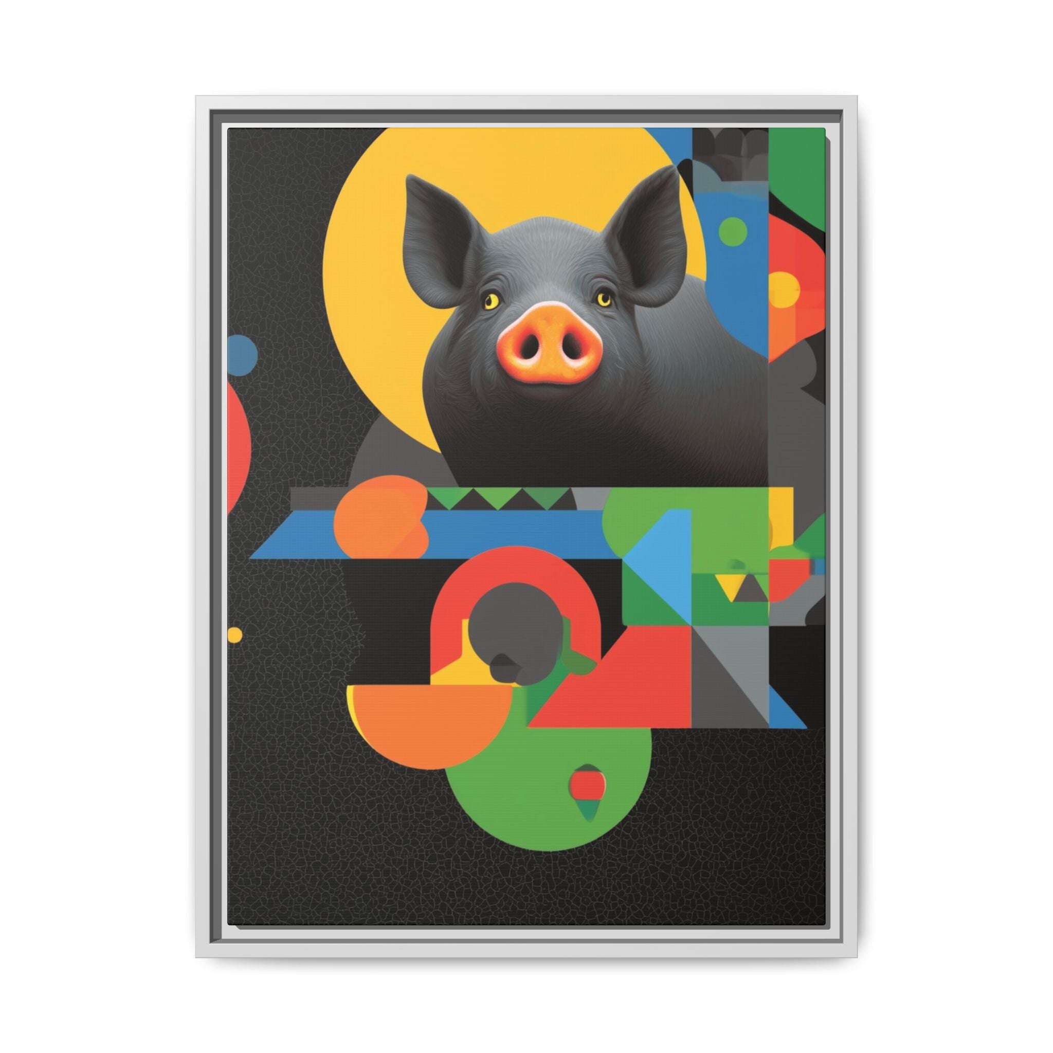 Geometric Pig Poster: Abstract Graphic Design, Colorful Modernist Composition   |    Custom Orders Available