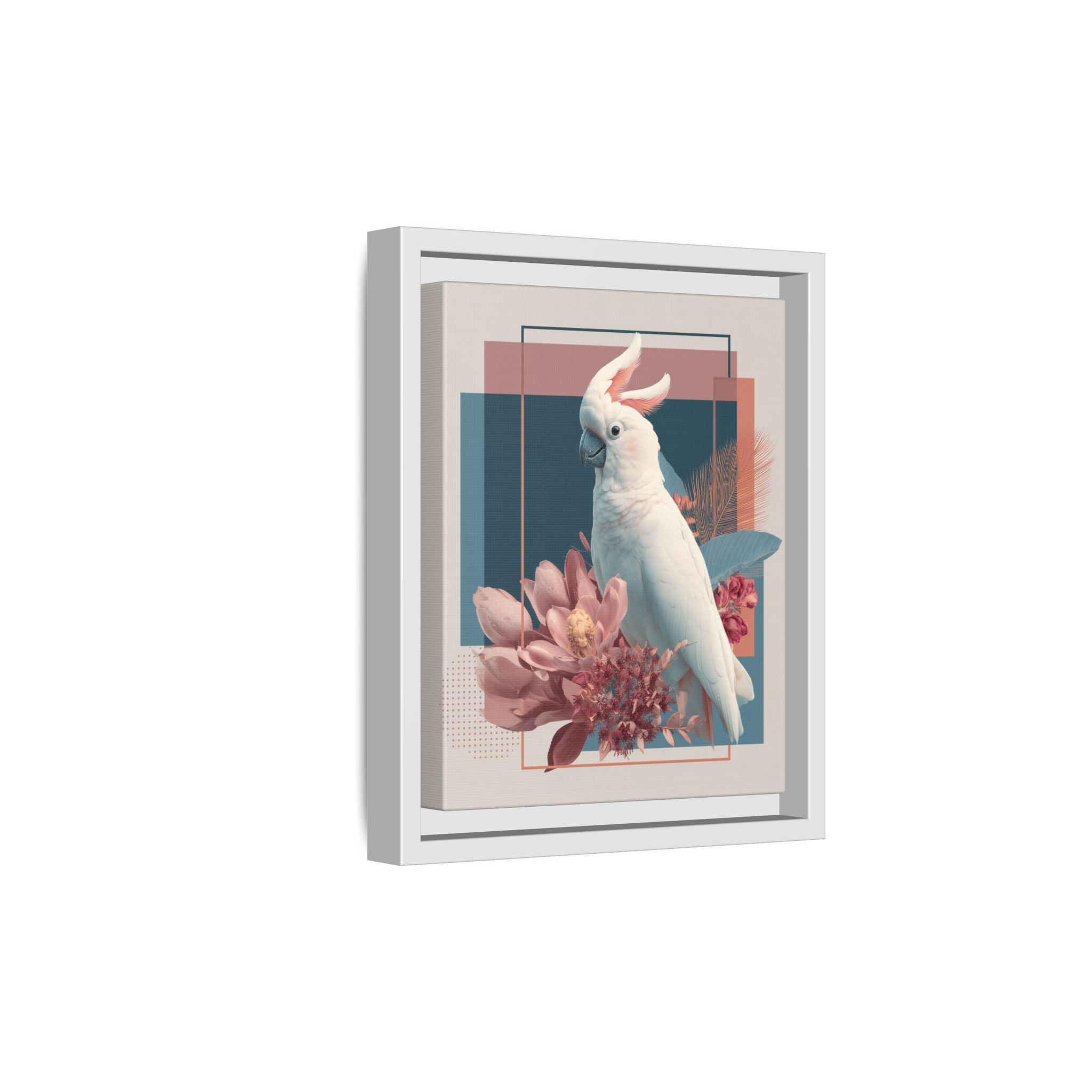 Cockatoo Geometric Framed Print : Modern Wildlife Illustration, Geometric Botanical Fusion   |  Personalized & Custom Orders Available