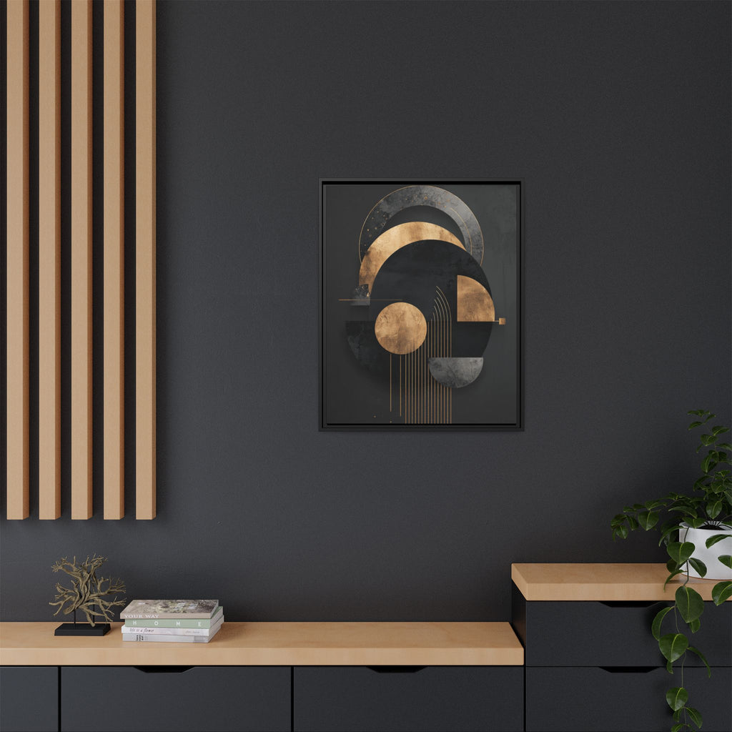 Geometric Resonance: Abstract Gold and Black Design, Minimalist Architectural Art, Modern Metallic Composition   |   Custom Orders Accepted