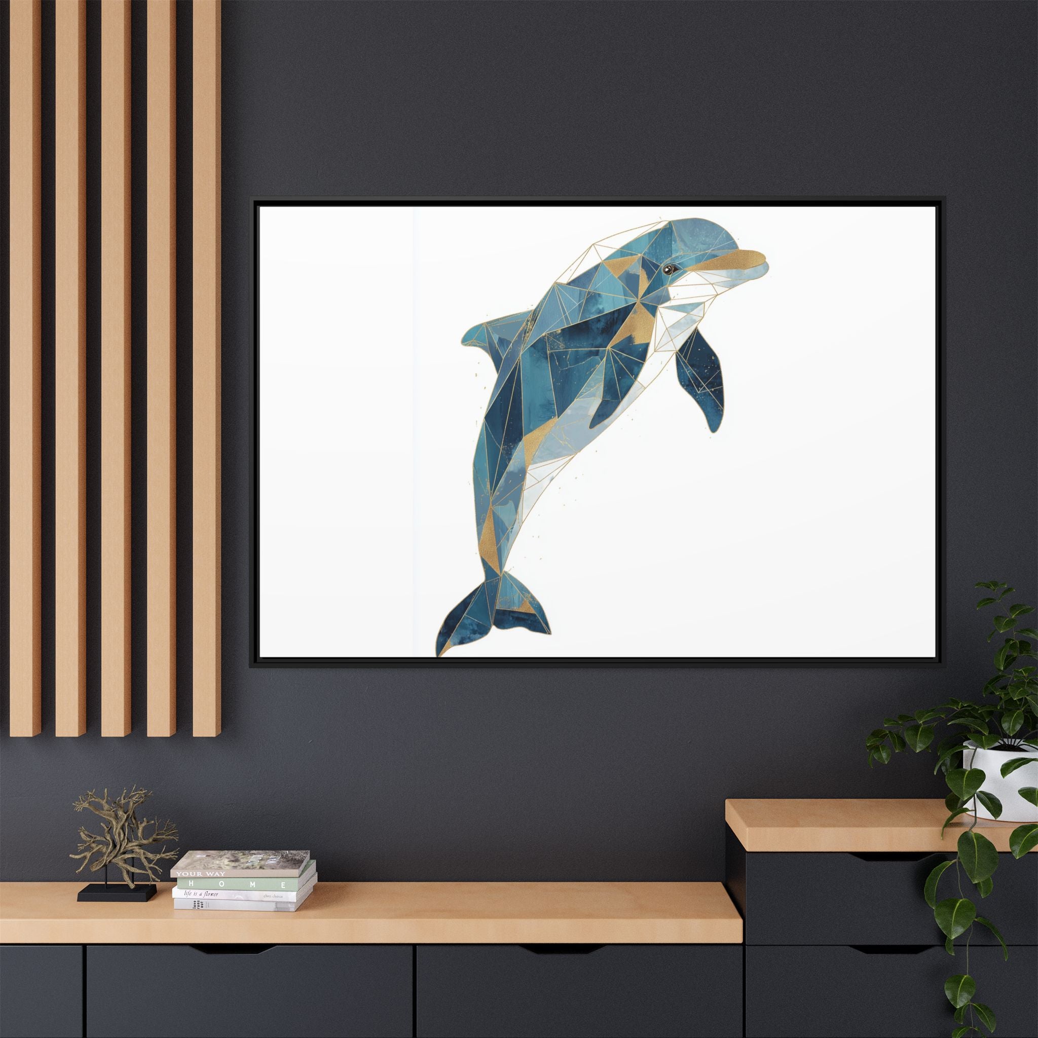 Oceanic Geometry: Dolphin in Blue Polygons, Modern Marine Art   |  Personalized & Custom Orders Available