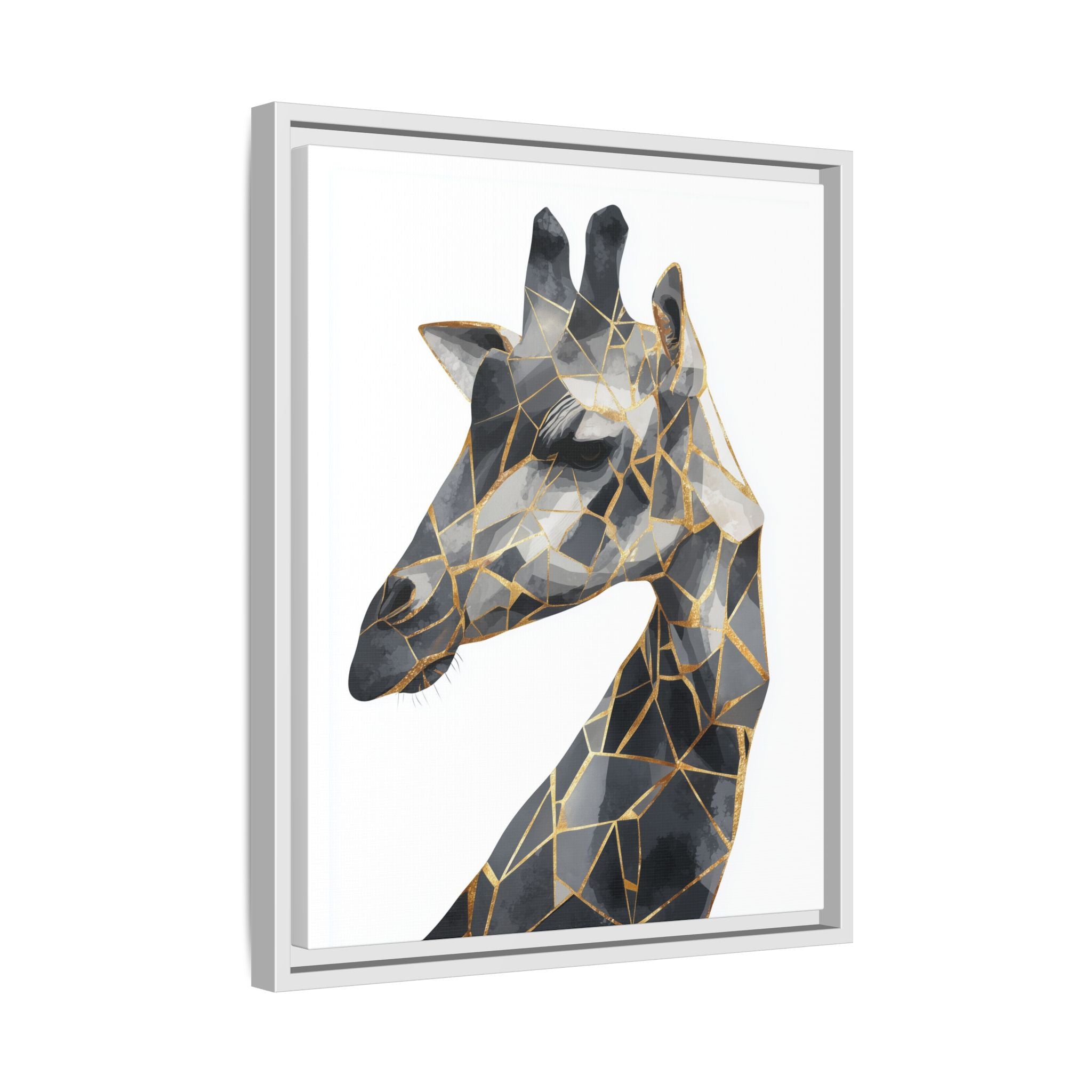 Geometric Giraffe Framed Print : Modern Mosaic Wildlife Art, Contemporary Golden Fragments   |  Personalized & Custom Orders Available
