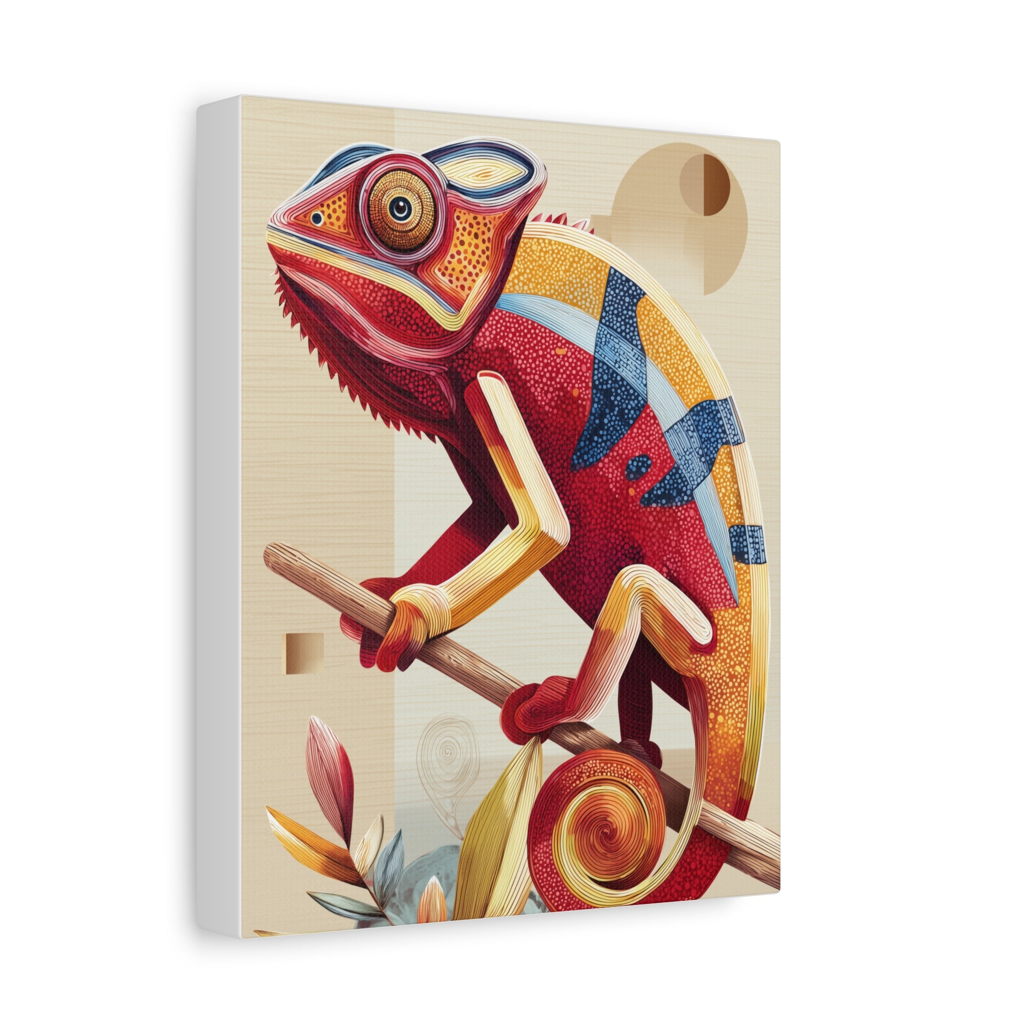 Chameleon Canvas Print, pastel geometric chameleon wall art, Home Decor, Office Decor, Gift for Her, Unique Artwork, Teen Room Decor