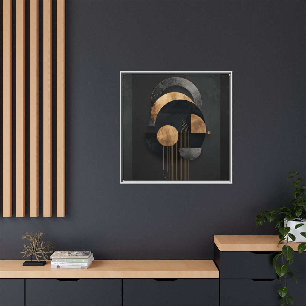 Geometric Resonance: Abstract Gold and Black Design, Minimalist Architectural Art, Modern Metallic Composition   |   Custom Orders Accepted