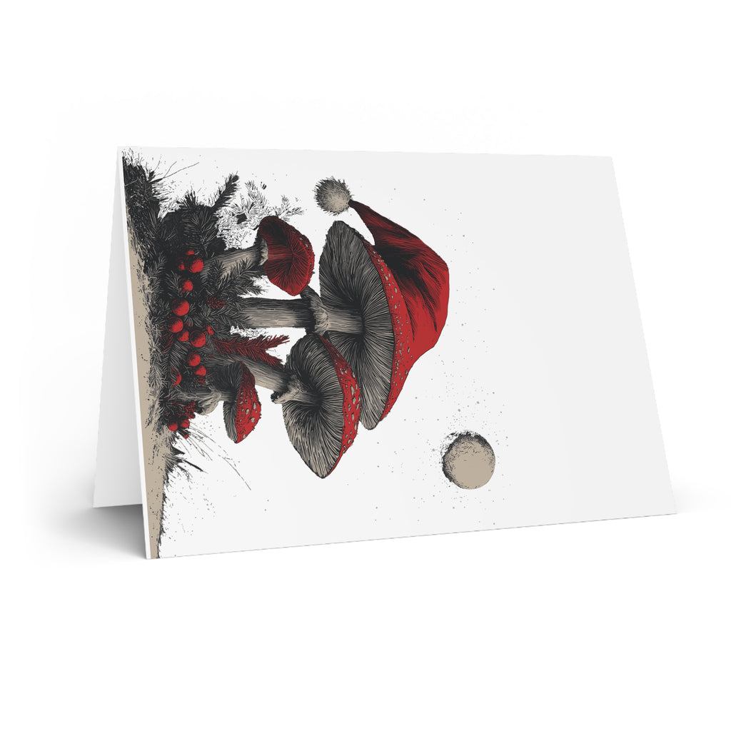 Moonlit Mushroom Wonderland: Whimsical Forest Fantasy, Surreal Holiday Illustration, Detailed Sketch Art Style | Custom Orders Accepted