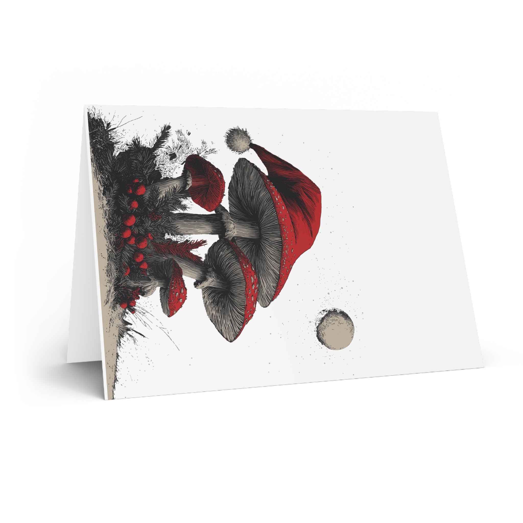 Moonlit Mushroom Wonderland: Whimsical Forest Fantasy, Surreal Holiday Illustration, Detailed Sketch Art Style | Custom Orders Accepted