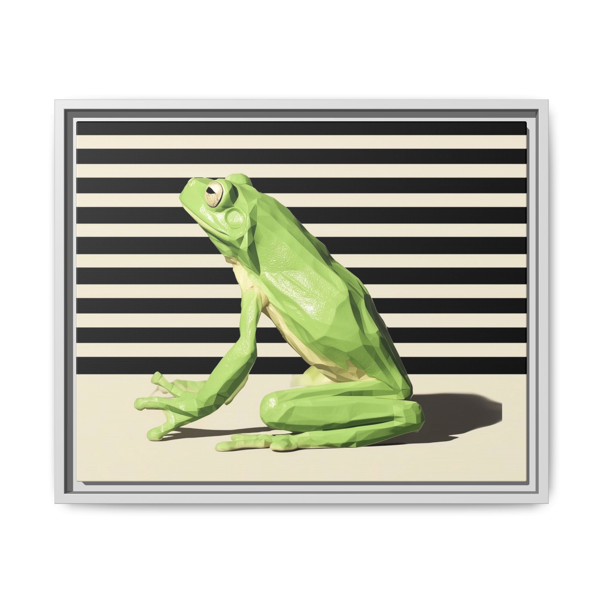 Geometric Frog Framed Print : Low-Poly Amphibian Design, Contemporary Minimalist Art   |  Personalized & Custom Orders Available