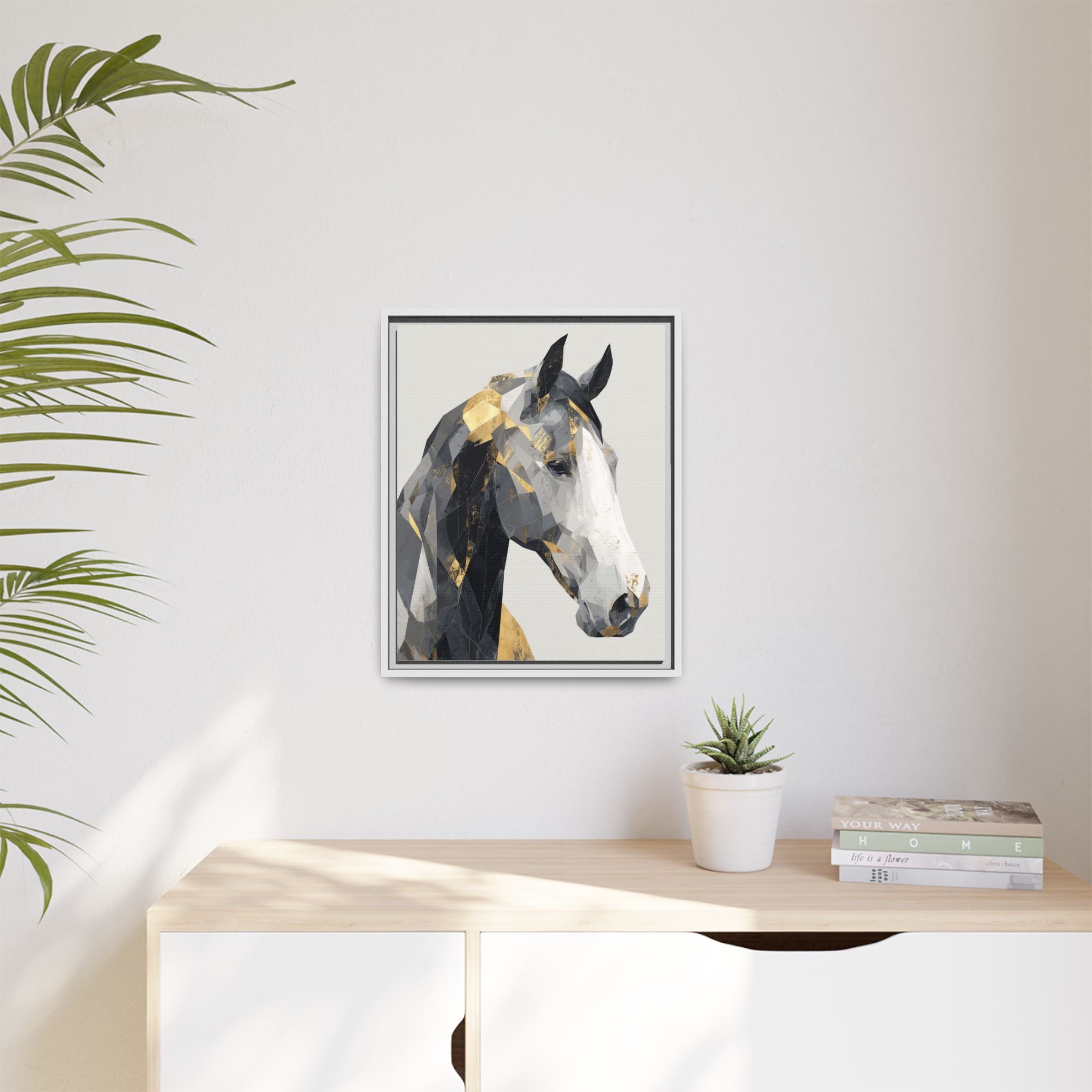 Geometric Stallion: Cubist Equine Art, Modern Metallic Polygonal Design   |  Personalized & Custom Orders Available