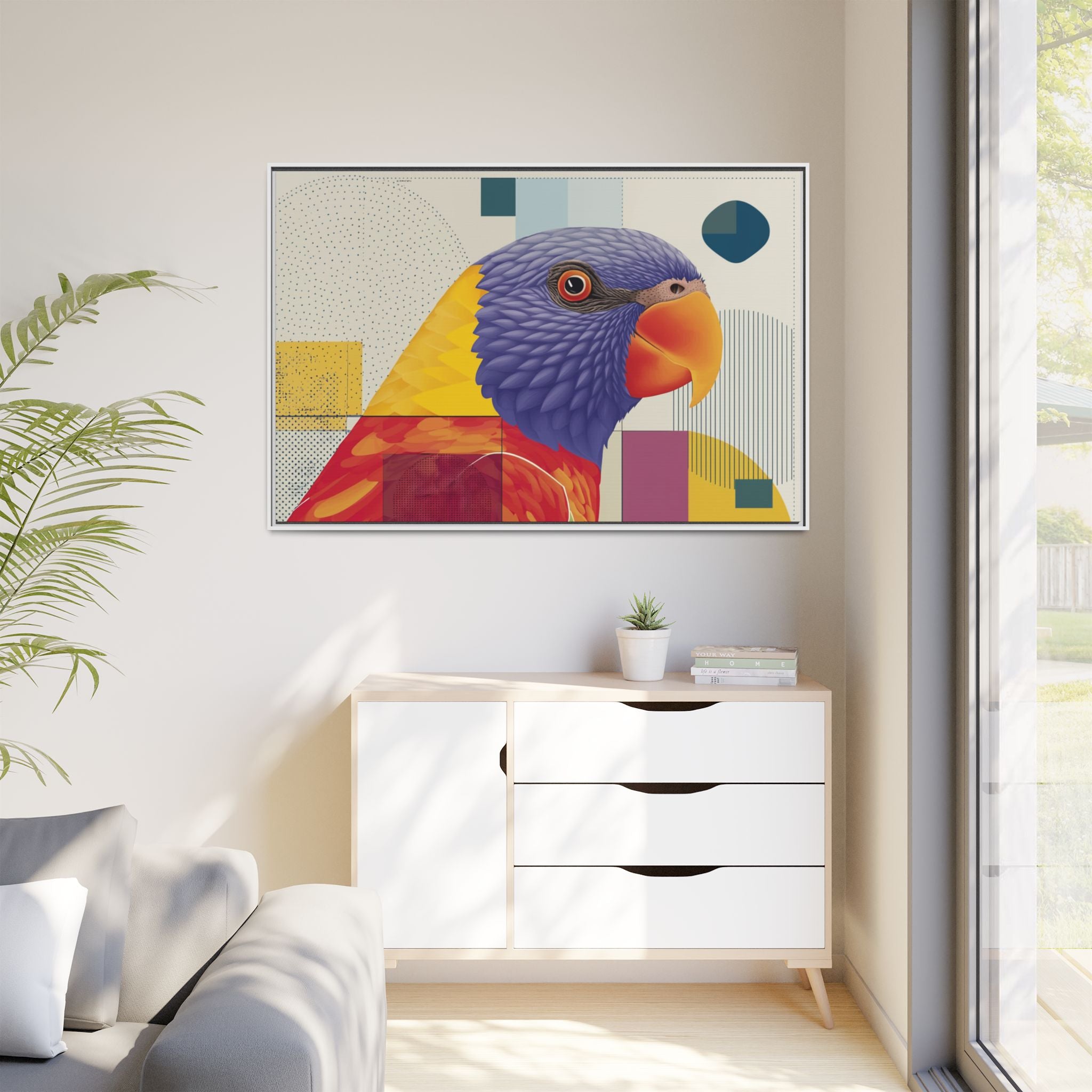 Geometric Parrot: Abstract Wildlife Art, Modern Color Block Design   |  Personalized & Custom Orders Available