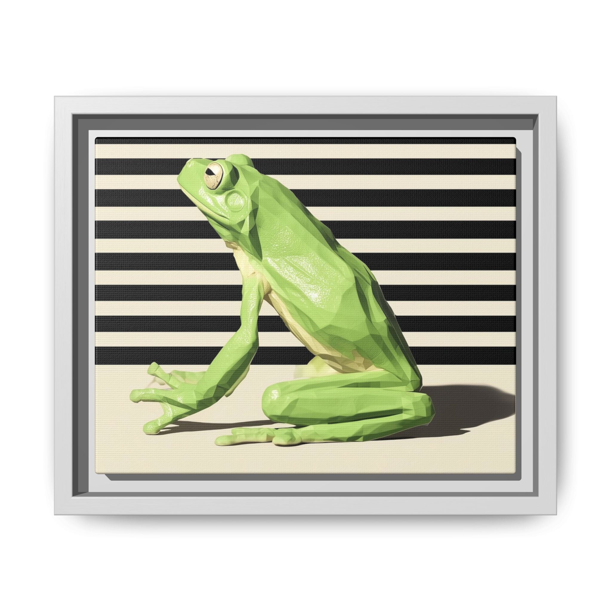 Geometric Frog Framed Print : Low-Poly Amphibian Design, Contemporary Minimalist Art   |  Personalized & Custom Orders Available
