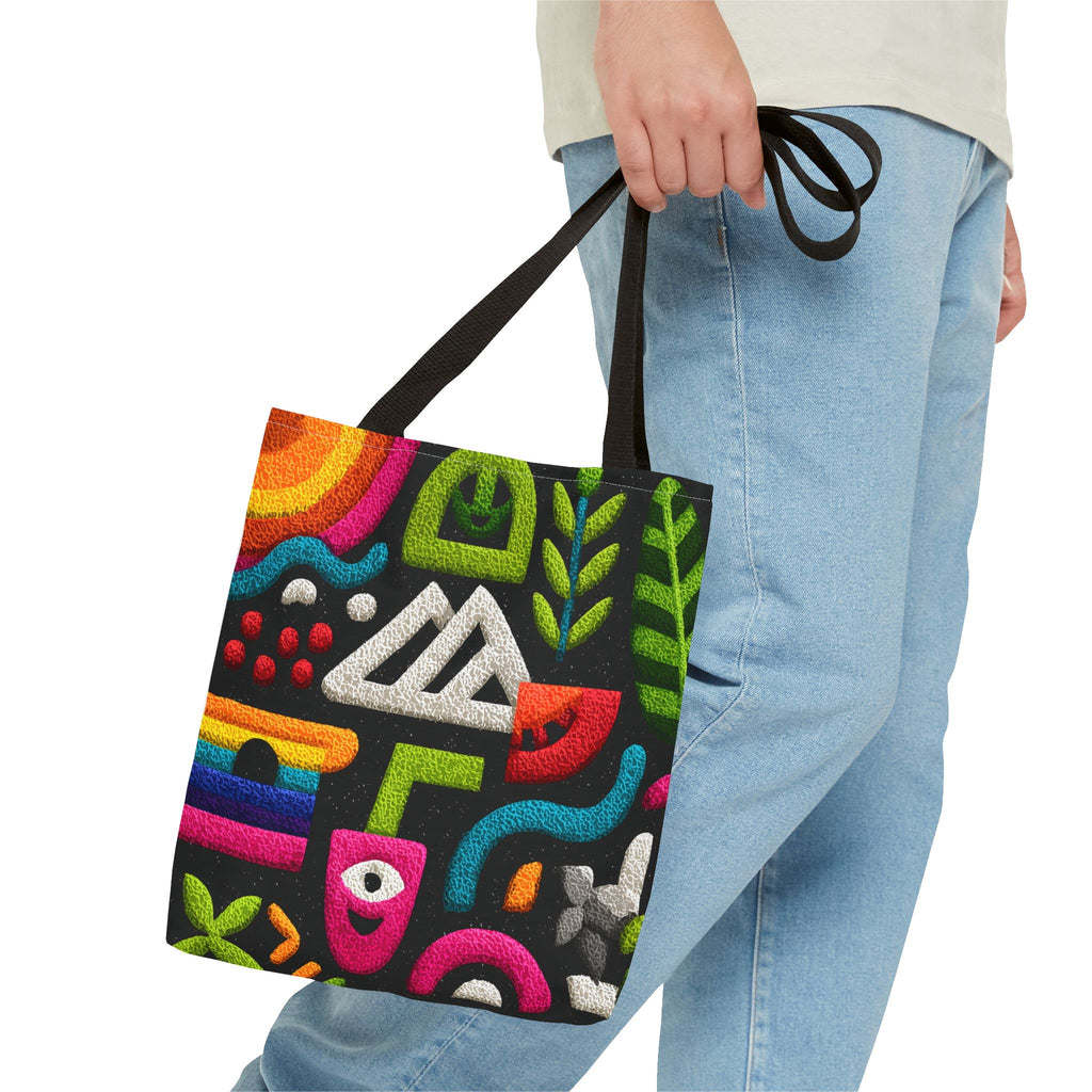 Colorful AOP Tote Bag, Vibrant Art Tote, Eco-Friendly Shopping Bag, Trendy Beach Bag, Unique Gift for Art Lovers