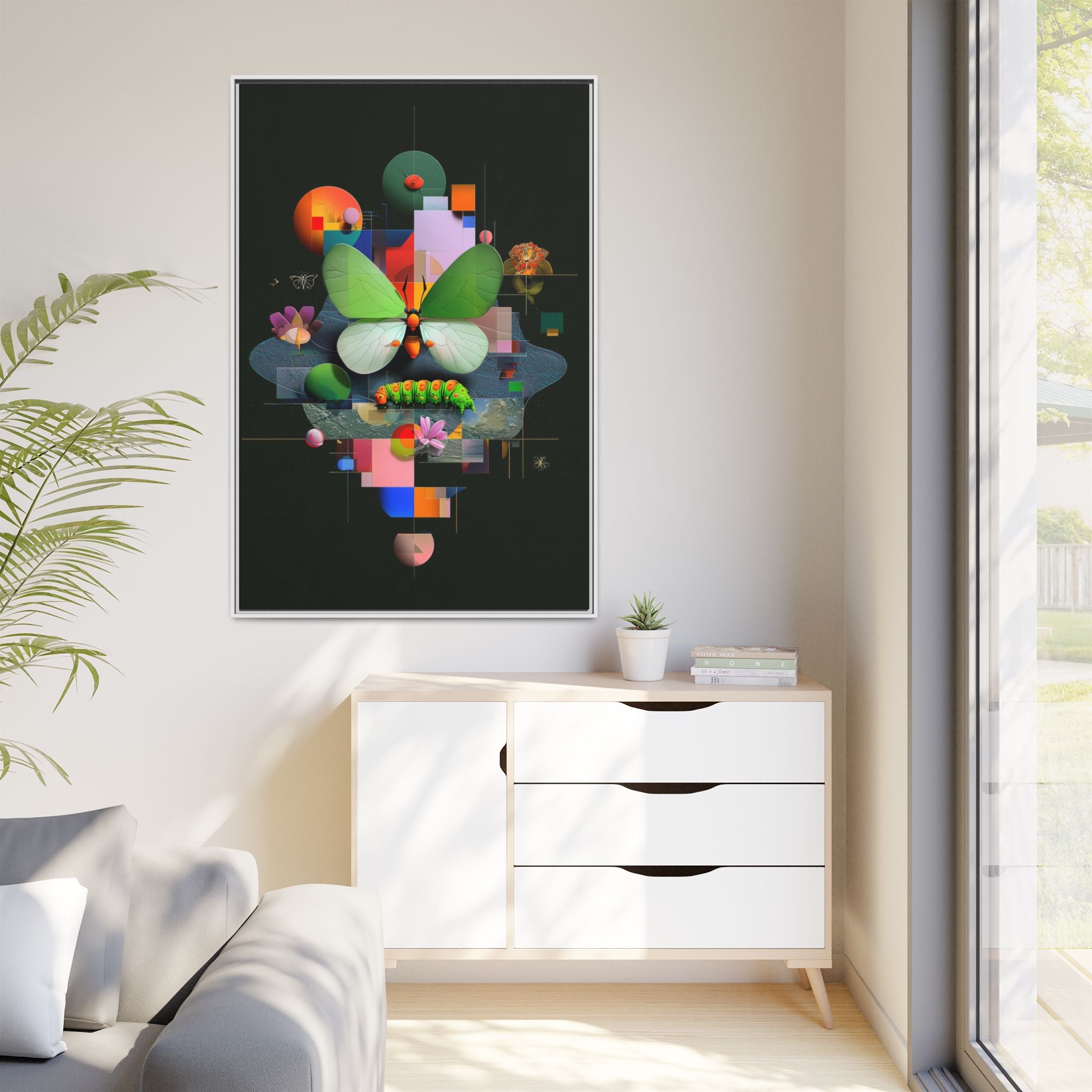 Geometric Metamorphosis: Abstract Nature Composition, Digital Cubist Butterfly Art   |    Custom Orders Available