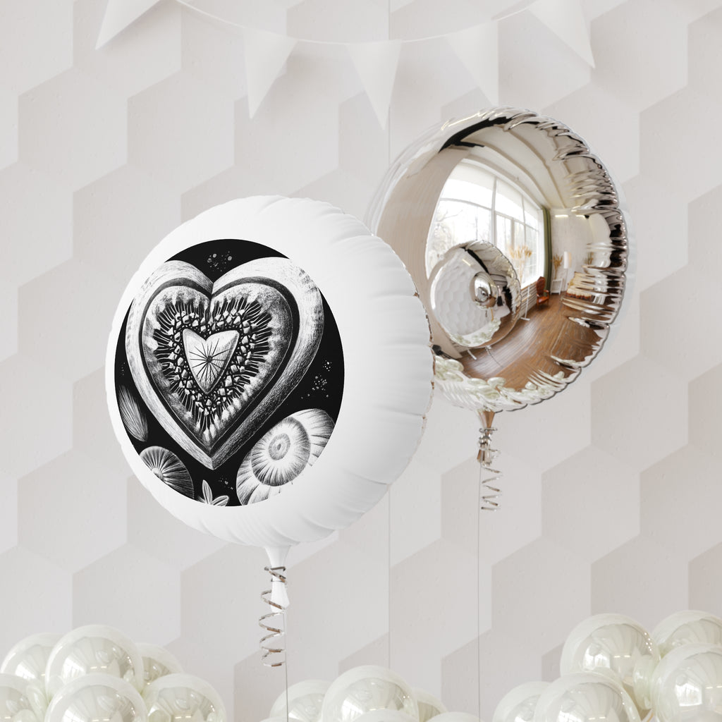 Mylar Heart Balloon — Black & White Vintage Heart Foil Helium Balloon