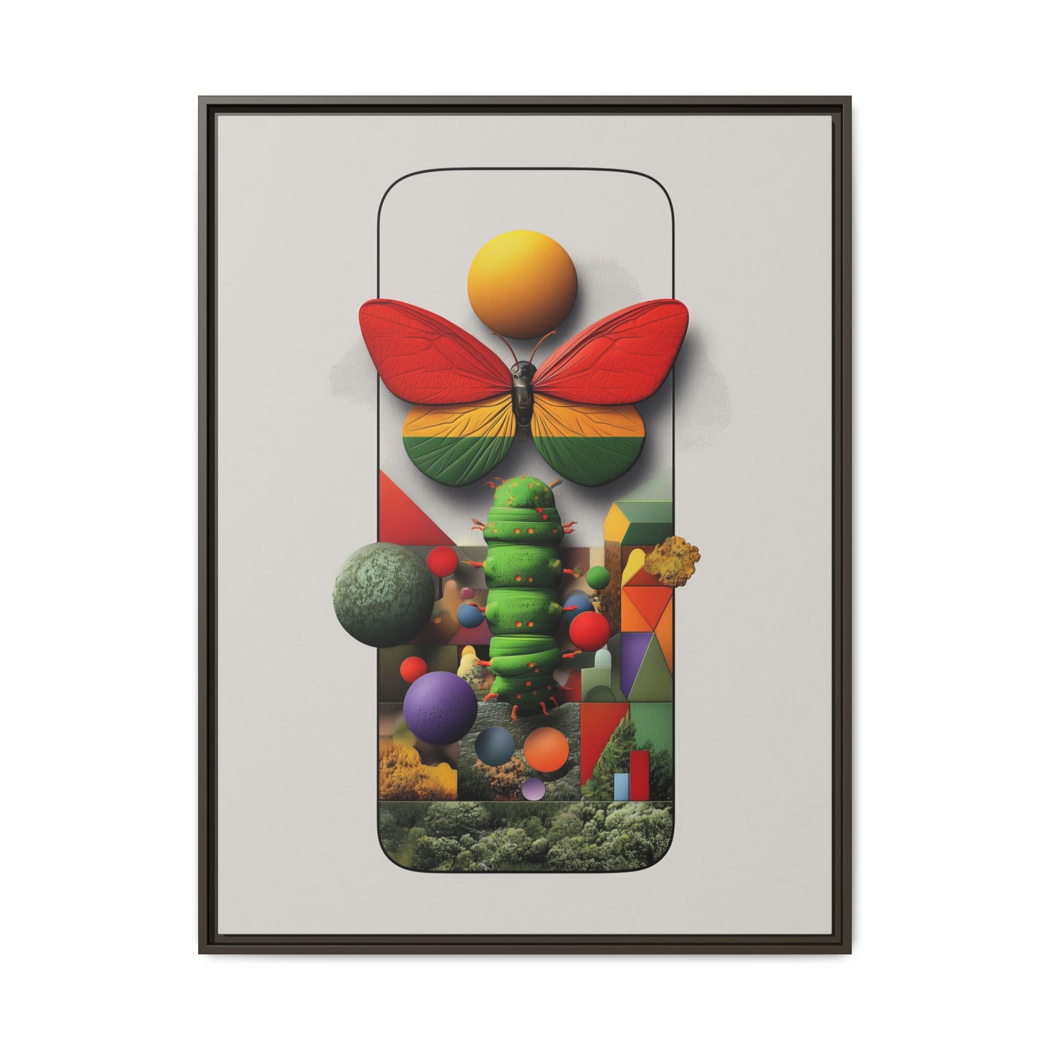Metamorphosis Framed Print : Geometric Nature Transformation, Vibrant Butterfly Composition   |  Personalized & Custom Orders Available