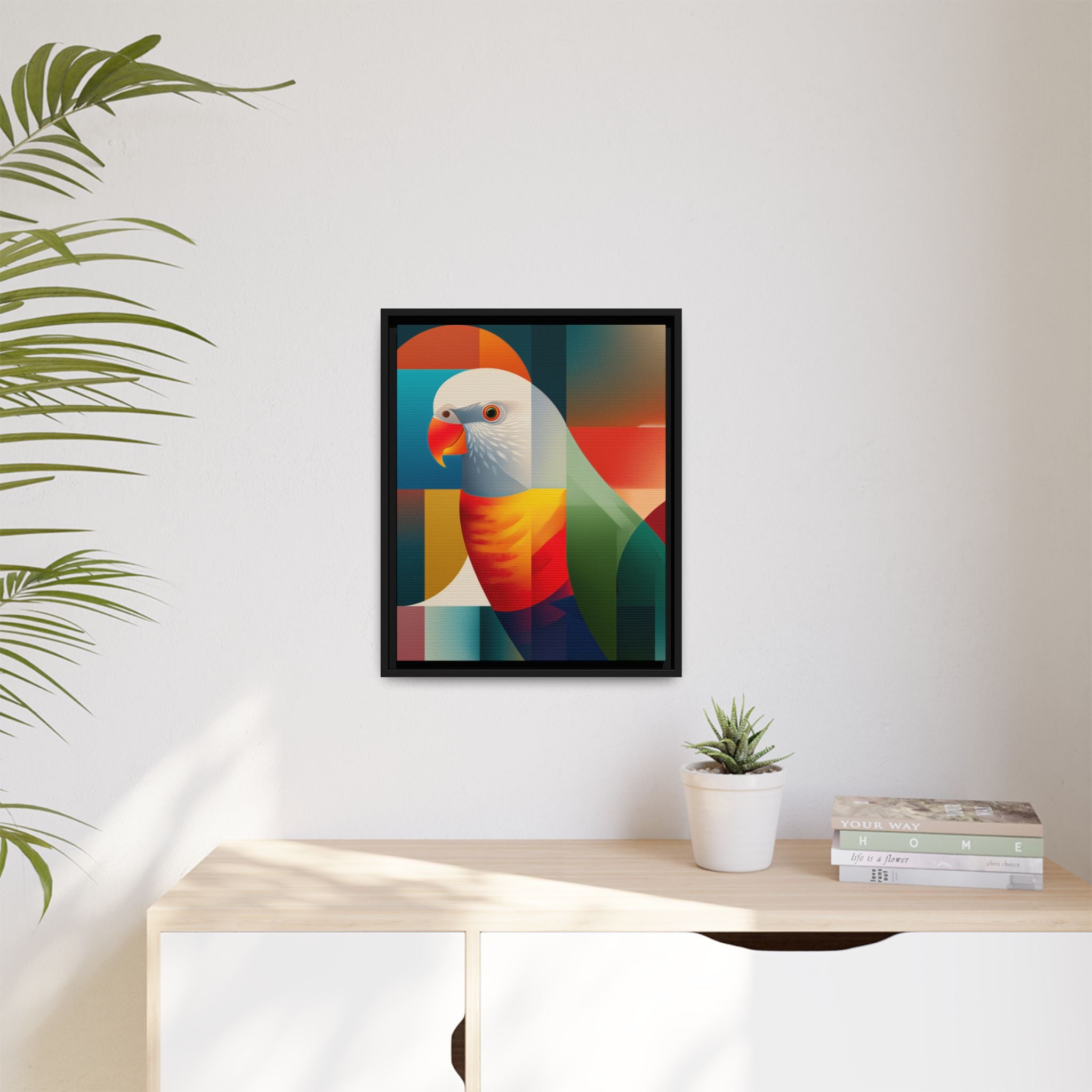 Cubist Parrot Mosaic: Geometric Digital Portrait, Vibrant Abstract Rendering   |  Personalized & Custom Orders Available