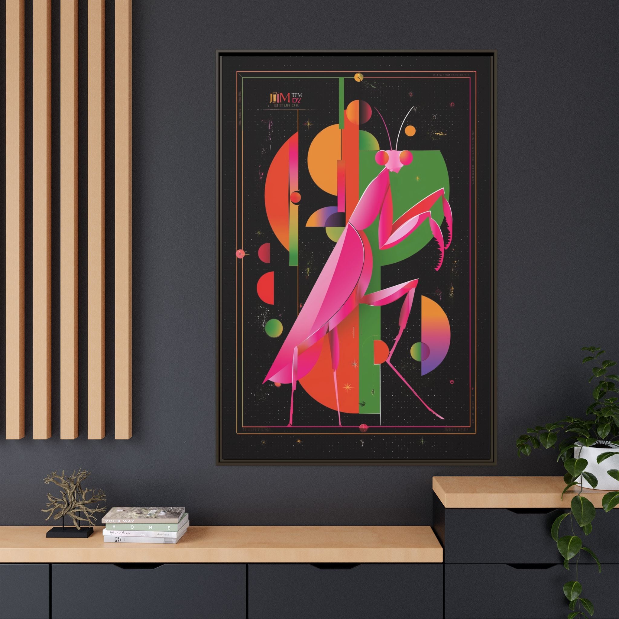 Celestial Mantis: Cubist Geometry, Cosmic Insect Portrait   |    Custom Orders Available