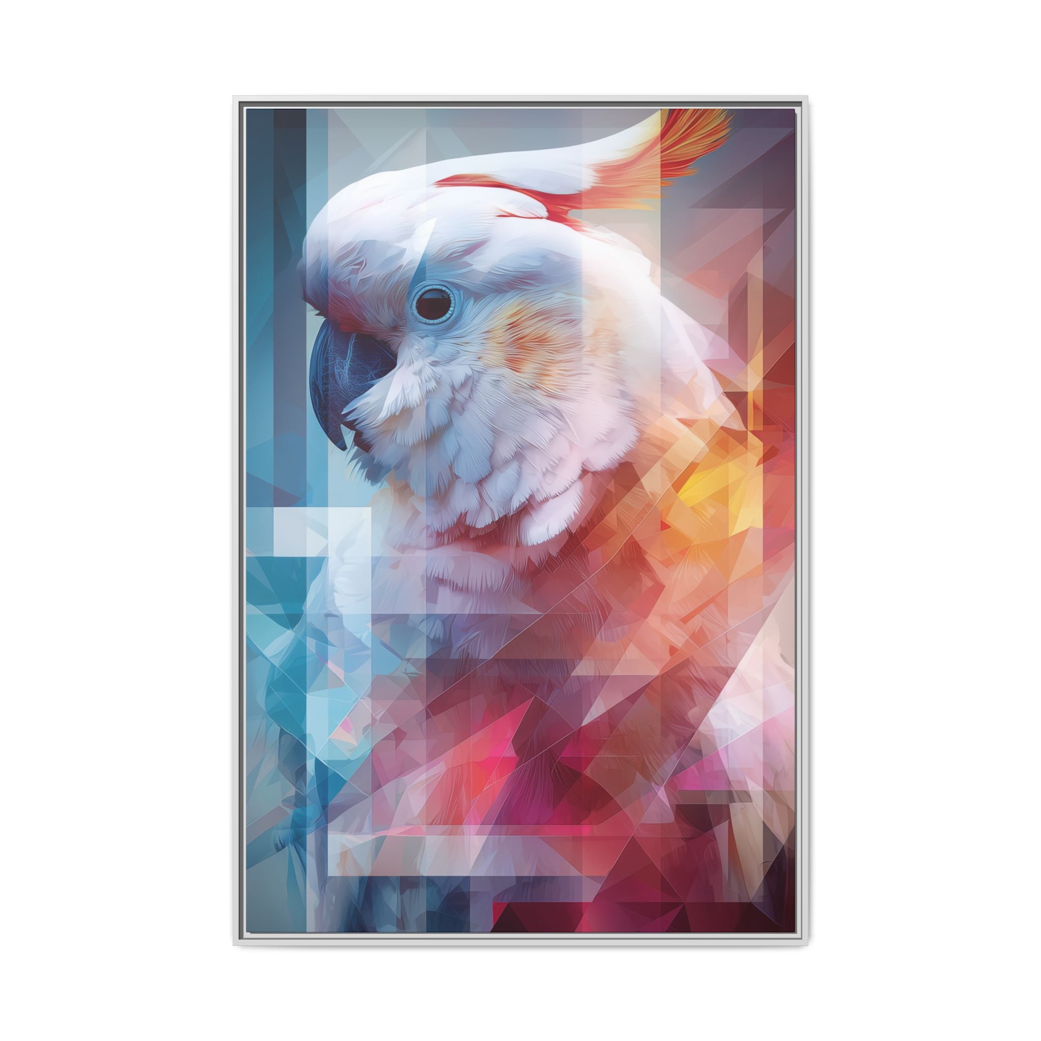 Fractured Cockatoo: Geometric Wildlife Portrait, Low-Poly Digital Art   |    Custom Orders Available