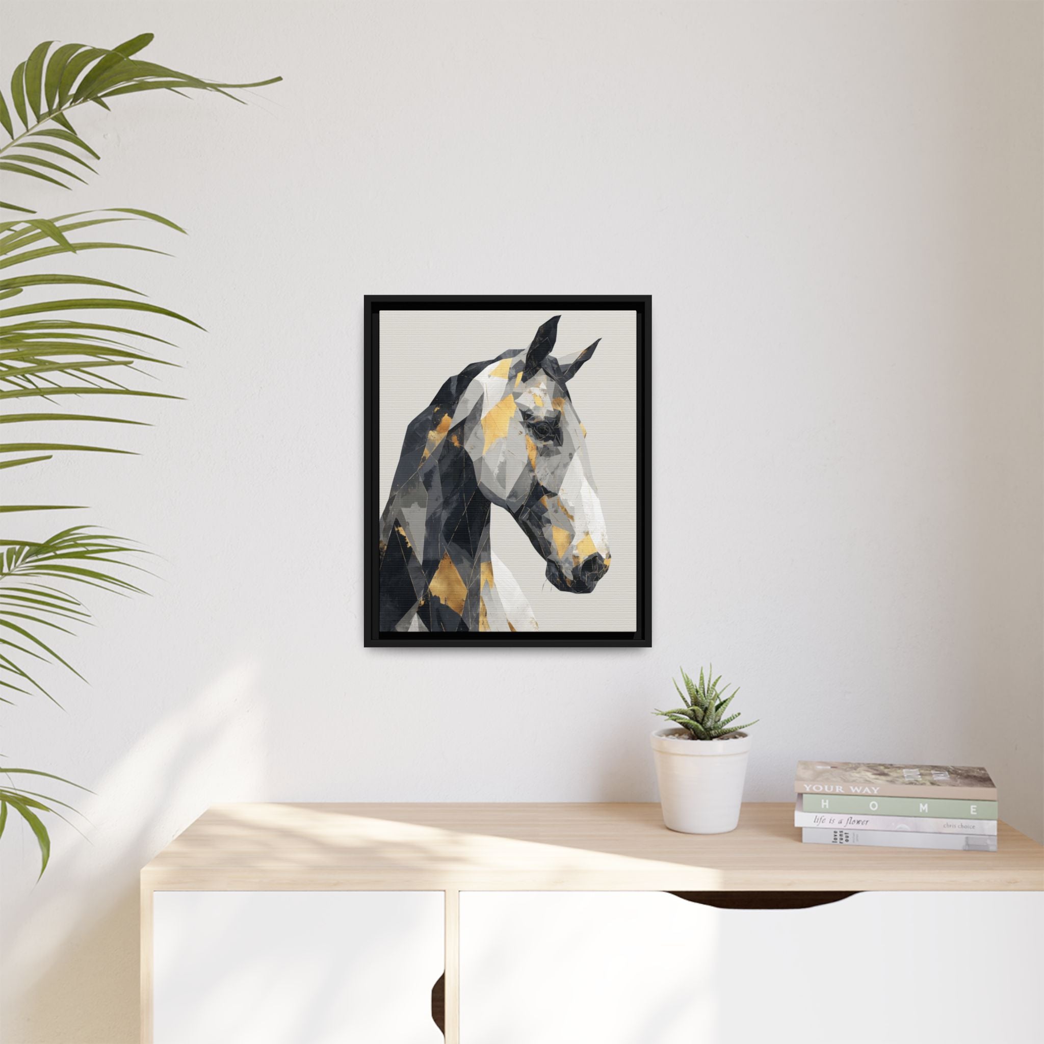 Equine Geometrica: Contemporary Cubist Horse, Metallic Abstract Portrait   |  Personalized & Custom Orders Available