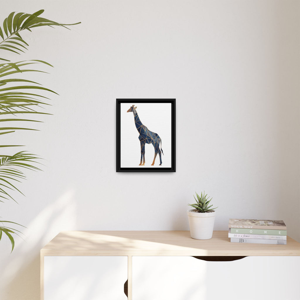 Geometric Giraffe Framed Print : Faceted Blue Mosaic, Modern Wildlife Art   |  Personalized & Custom Orders Available