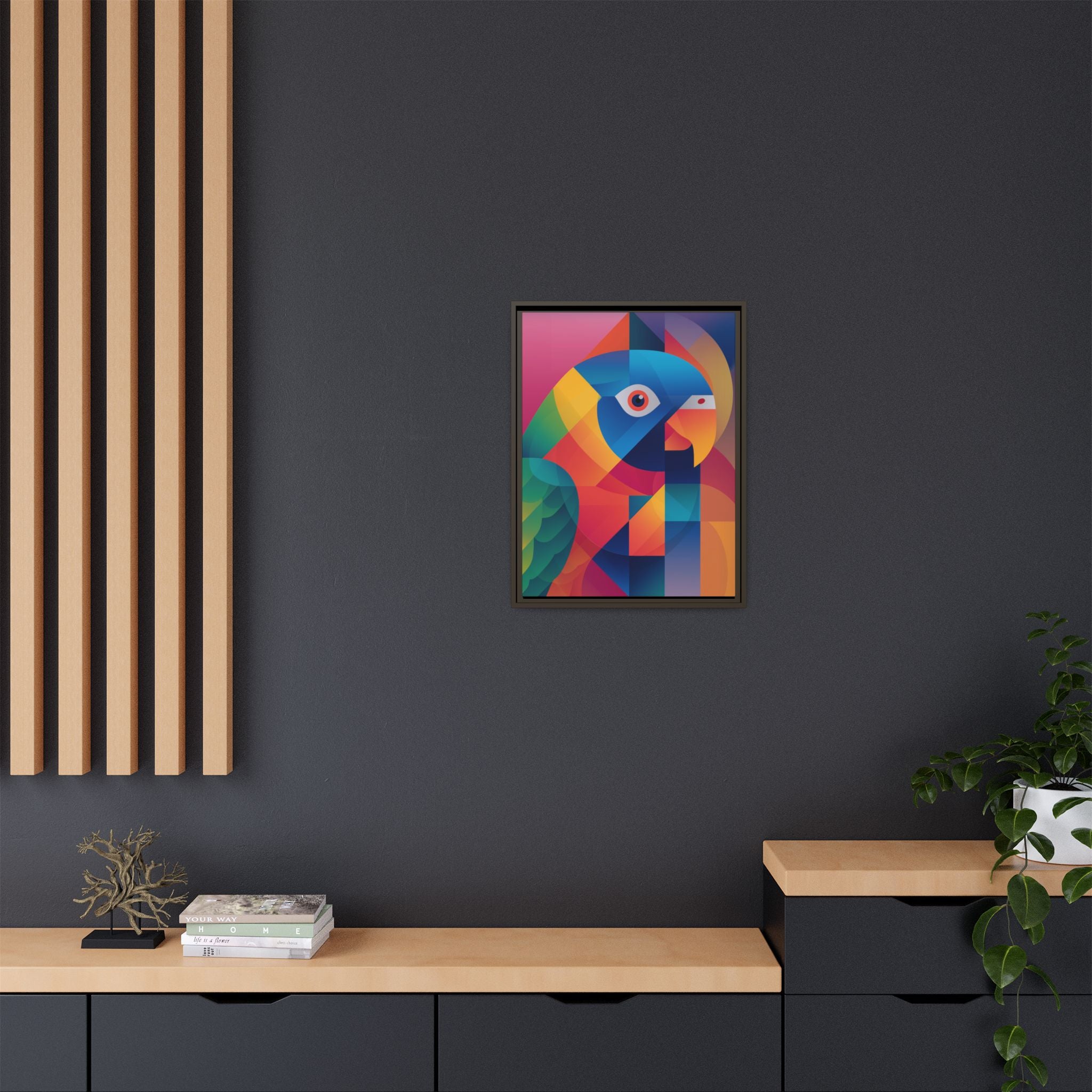 Cubist Parrot Prisma: Geometric Bird Design, Modern Angular Art   |    Custom Orders Available