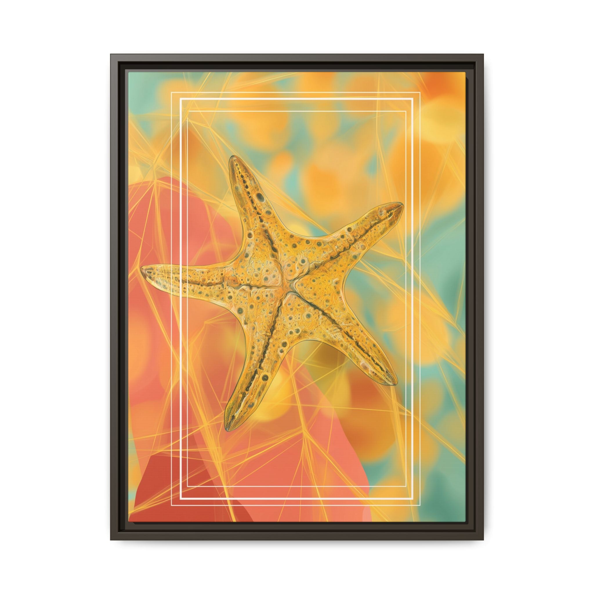 Celestial Starfish: Marine Geometry in Golden Hues, Tropical Oceanic Texture   |    Custom Orders Available
