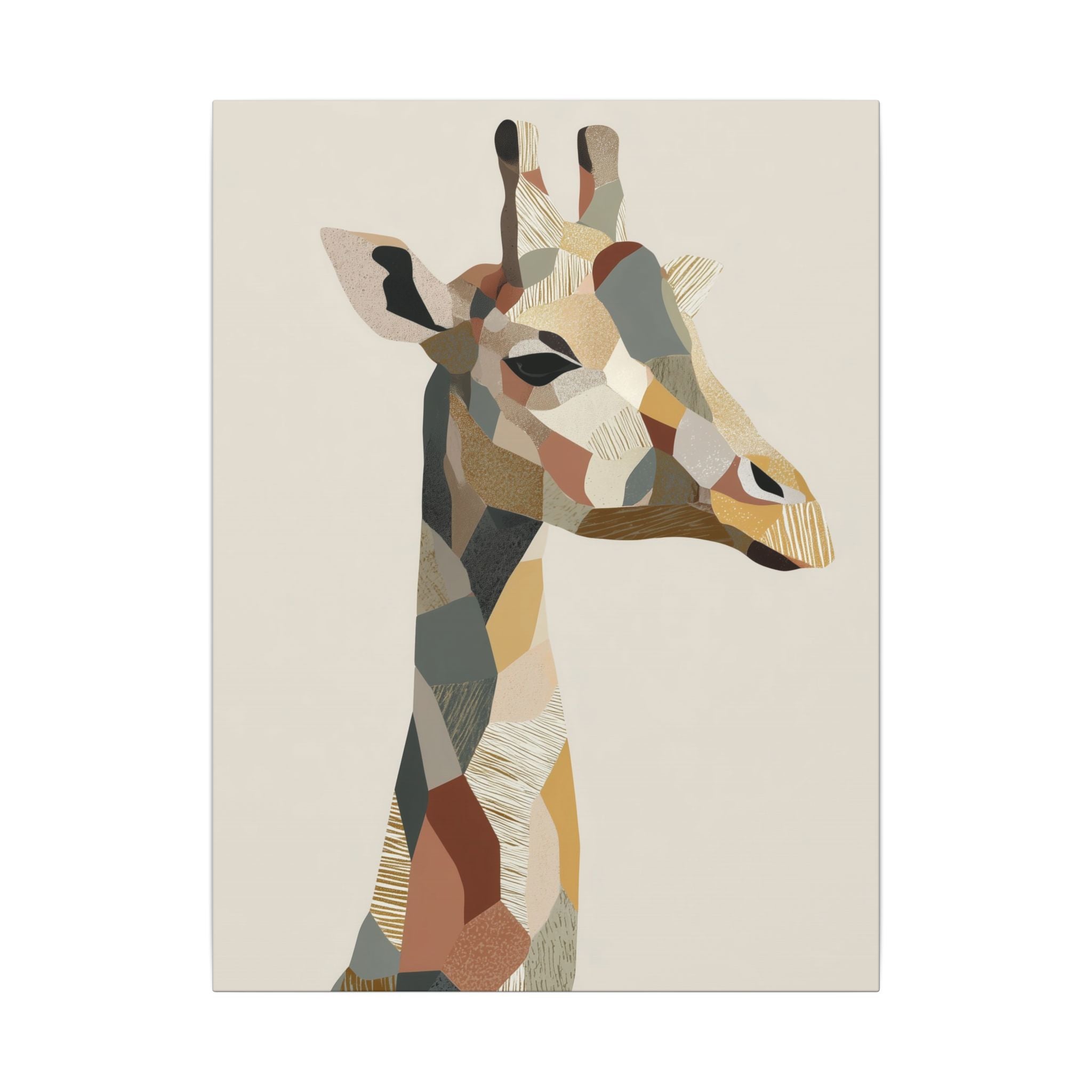Geometric Giraffe: Modern Wildlife Art, Abstract Mosaic Portrait, Minimalist Earthtone Design   |  Personalized & Custom Orders Available