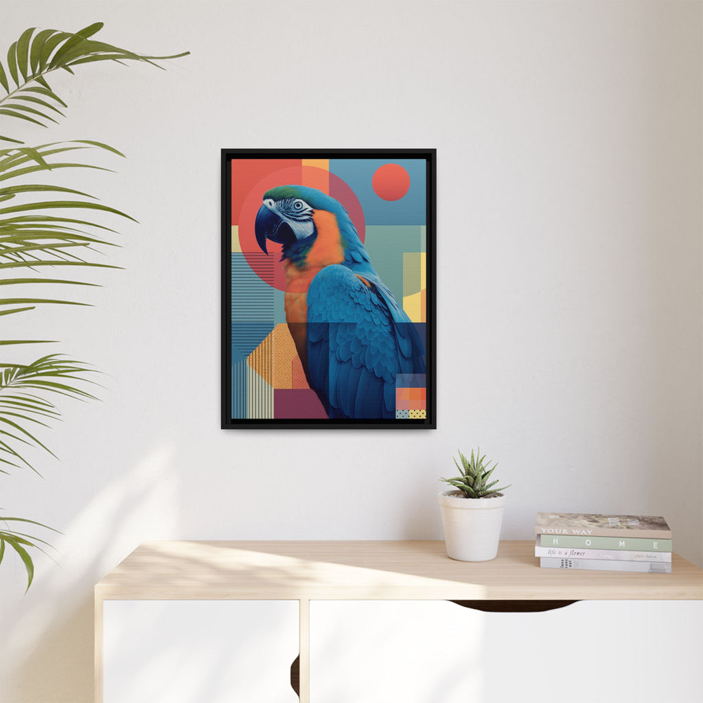 Macaw Geometric Framed Print : Mid-Century Modern Bird Art, Tropical Parrot Print   |  Personalized & Custom Orders Available