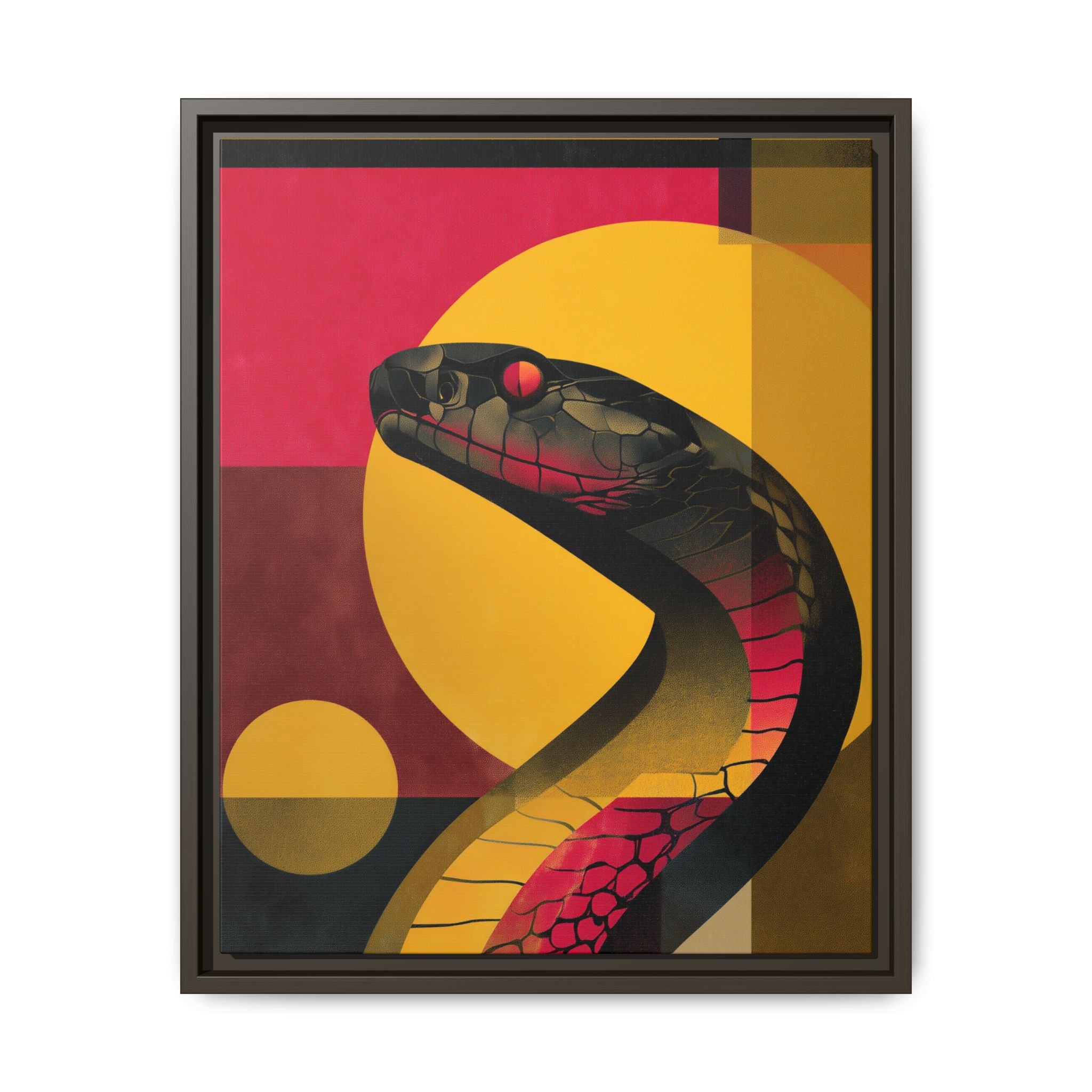 Framed Print, Geometric Snake Wall Art Print, Matte Canvas Picture, Home Decor Gift, Multi-color Serpent Poster, Modern Abstract Artwork
