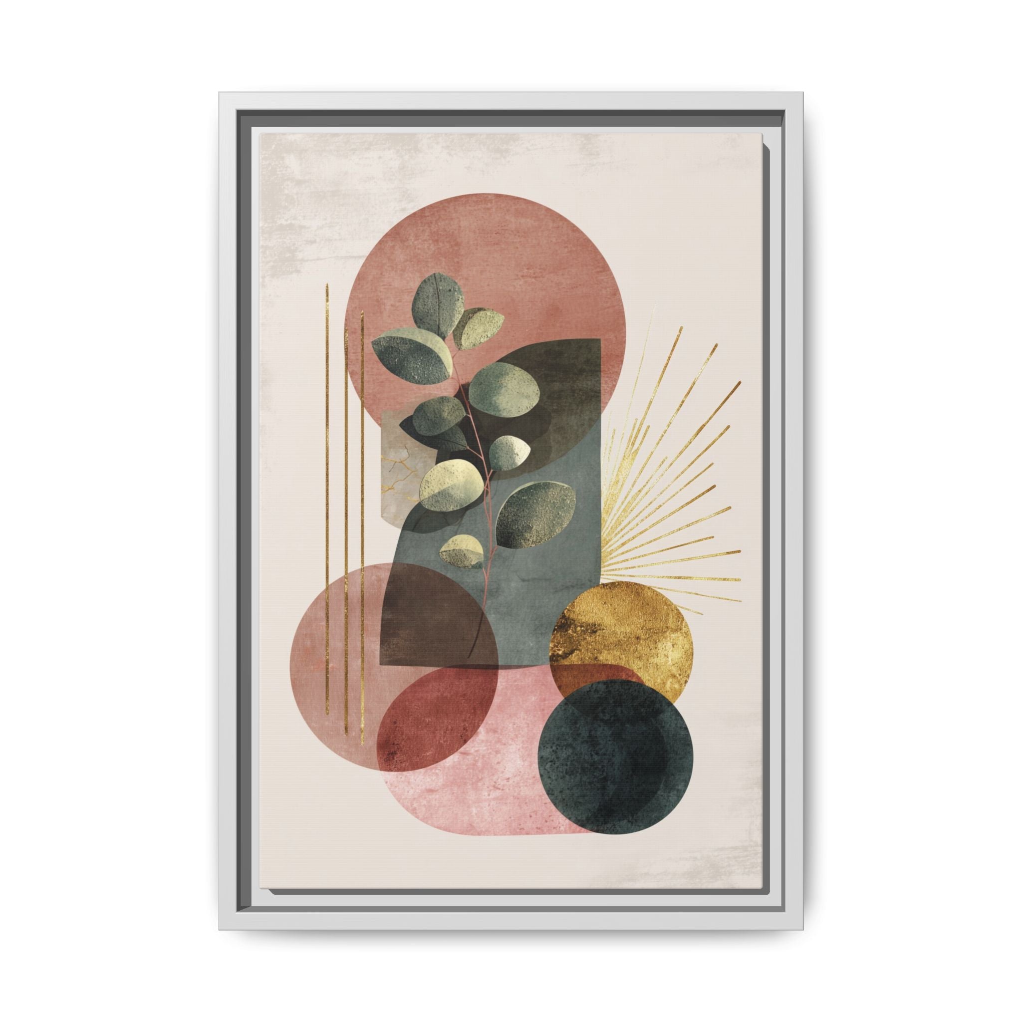 Botanical Geometric Symphony: Eucalyptus Harmony, Metallic Intersections, Modern Earth Tones   |   Custom Orders Accepted