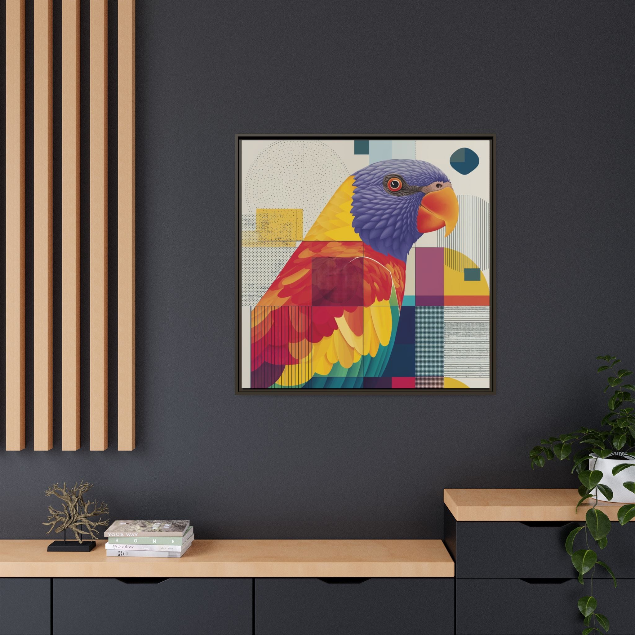 Geometric Parrot: Abstract Wildlife Art, Modern Color Block Design   |  Personalized & Custom Orders Available