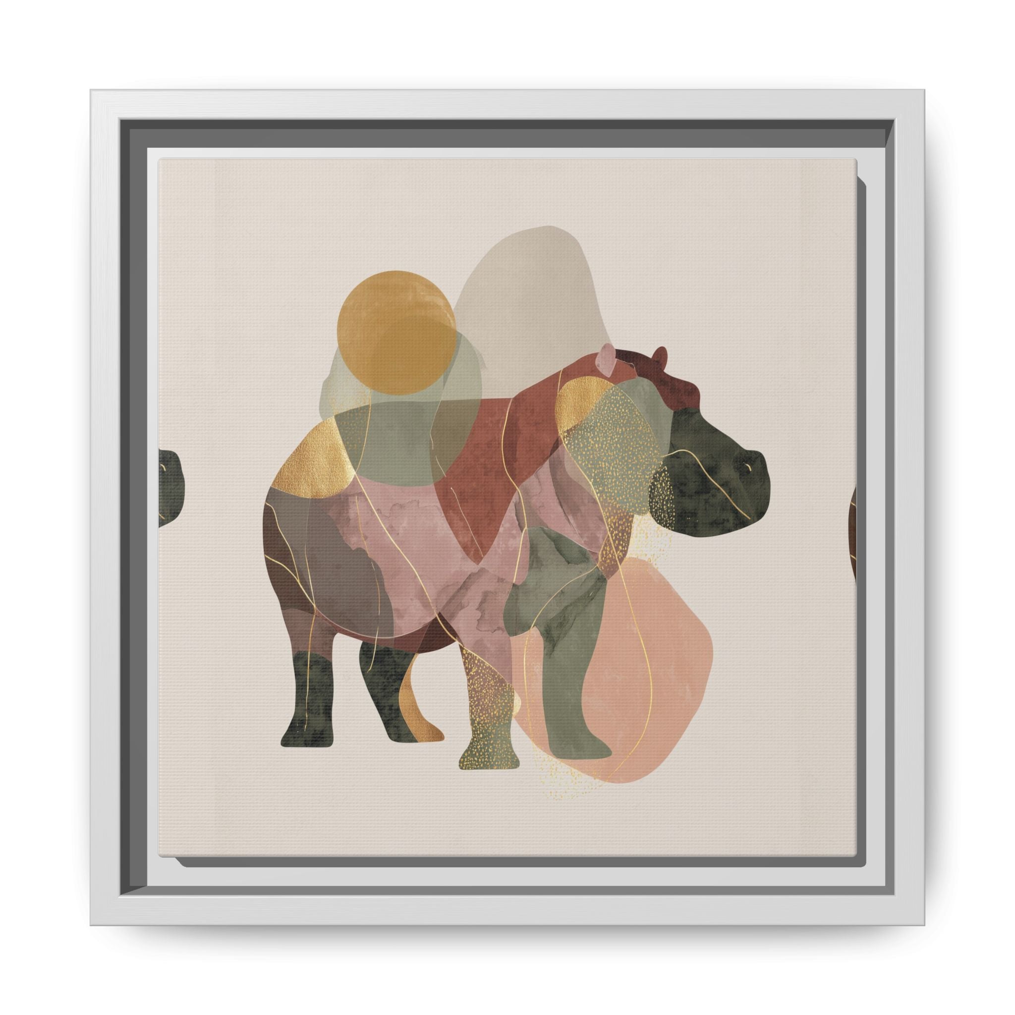 Geometric Hippo: Abstract Animal Art, Modern Watercolor Shapes   |  Personalized & Custom Orders Available