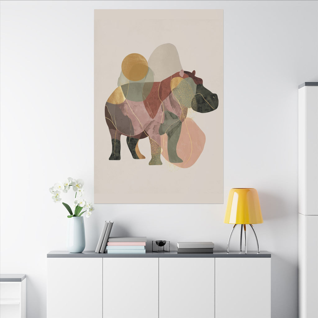 Geometric Hippo: Abstract Animal Art, Minimalist Pastel Composition   |    Custom Orders Available