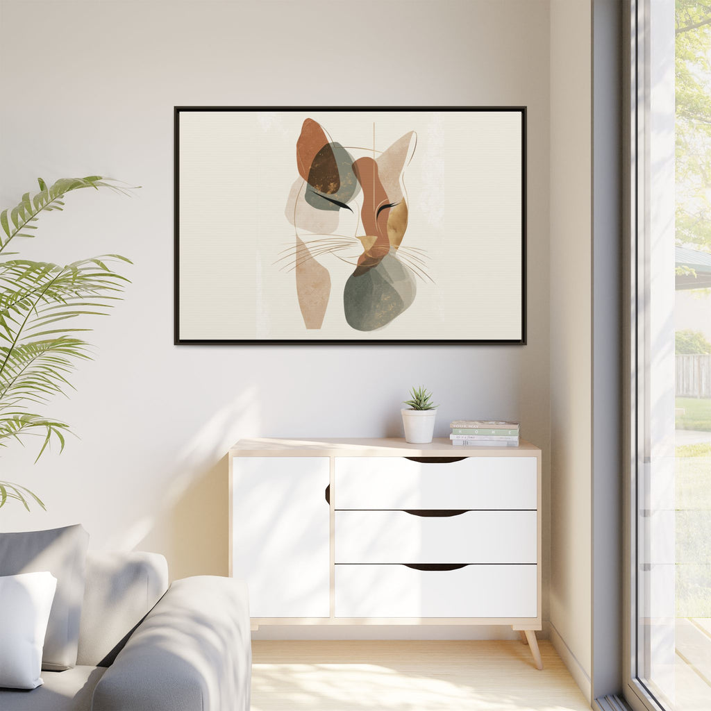 Feline Geometry: Abstract Cat Portrait, Minimalist Earth Tones   |  Personalized & Custom Orders Available