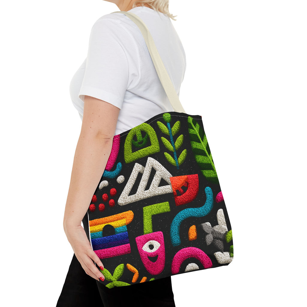 Colorful AOP Tote Bag, Vibrant Art Tote, Eco-Friendly Shopping Bag, Trendy Beach Bag, Unique Gift for Art Lovers