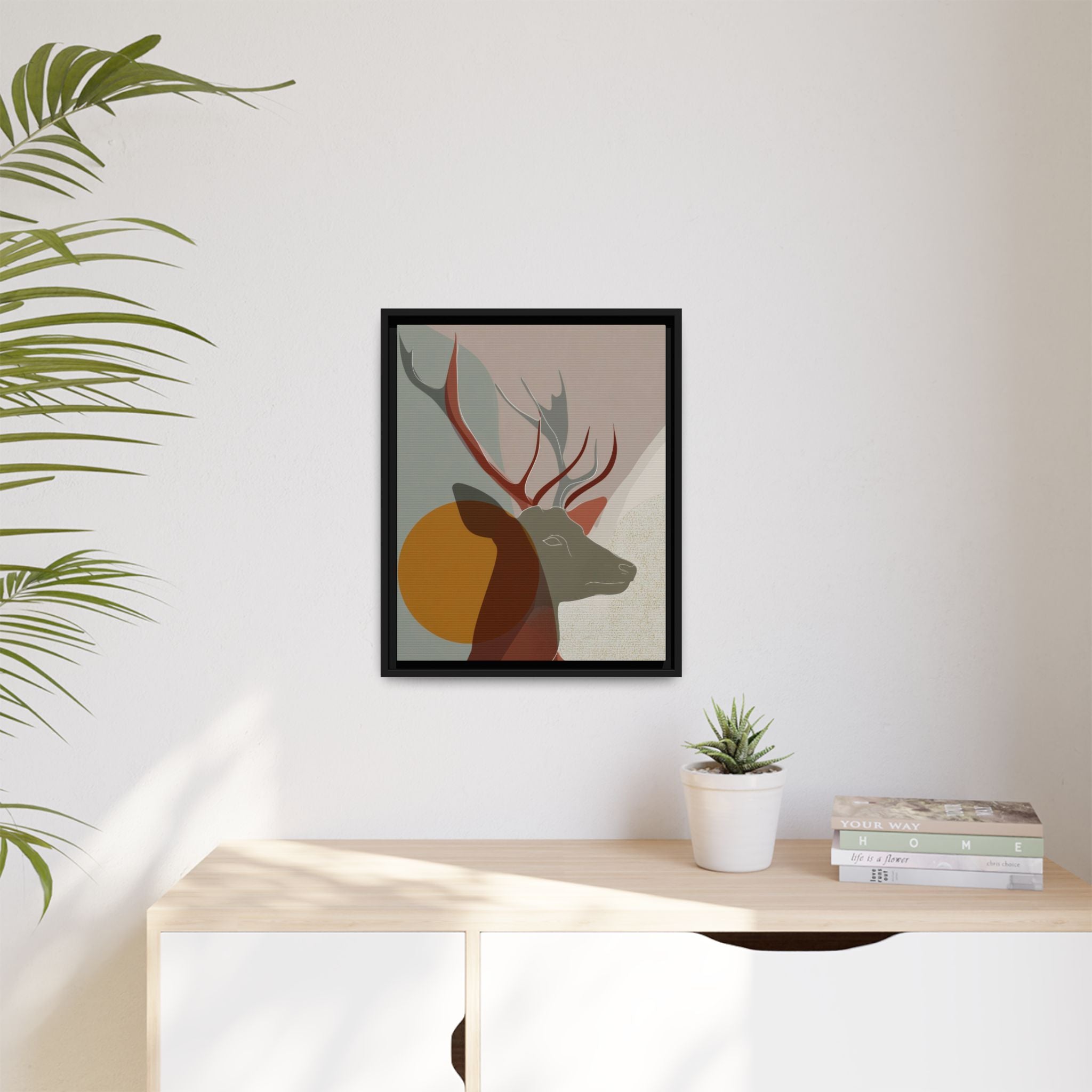 Rustic Reverie Framed Print : Minimalist Deer Profile, Contemporary Graphic Art Print   |  Personalized & Custom Orders Available