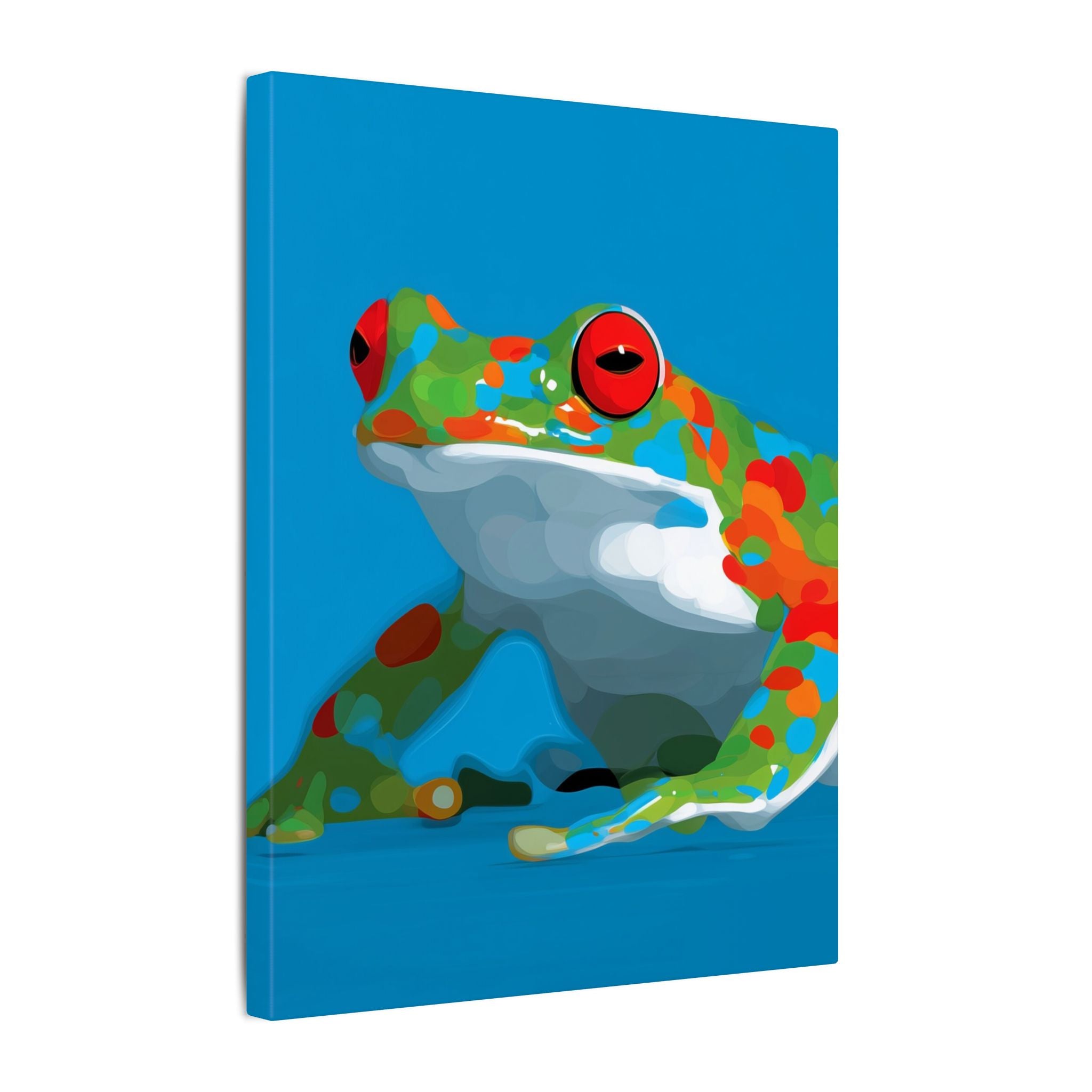 Chromatic Amphibian: Geometric Frog Portrait, Digital Illustration in Bold Color Blocks   |    Custom Orders Available