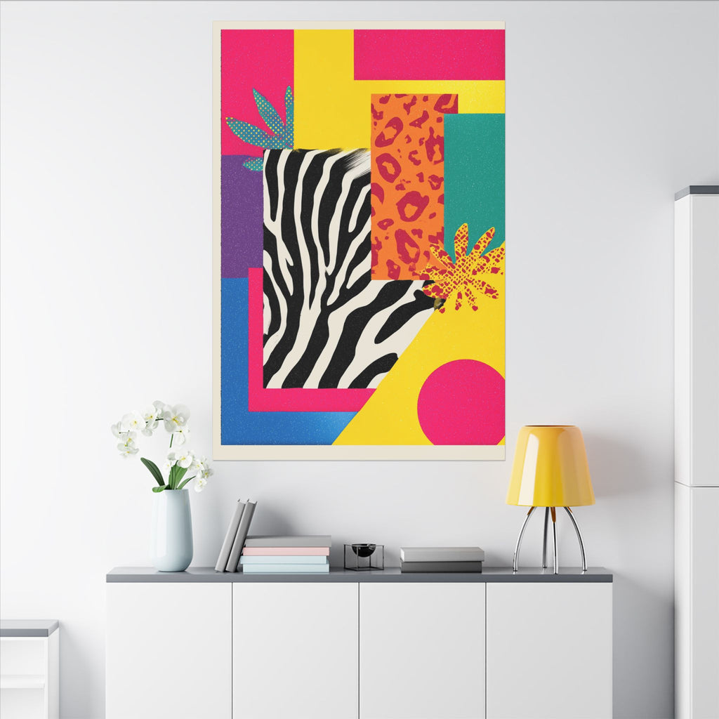 Pop Geometry: Zebra Leopard Fusion, Geometric Color Block, Modern Abstract Design   |   Custom Orders Accepted