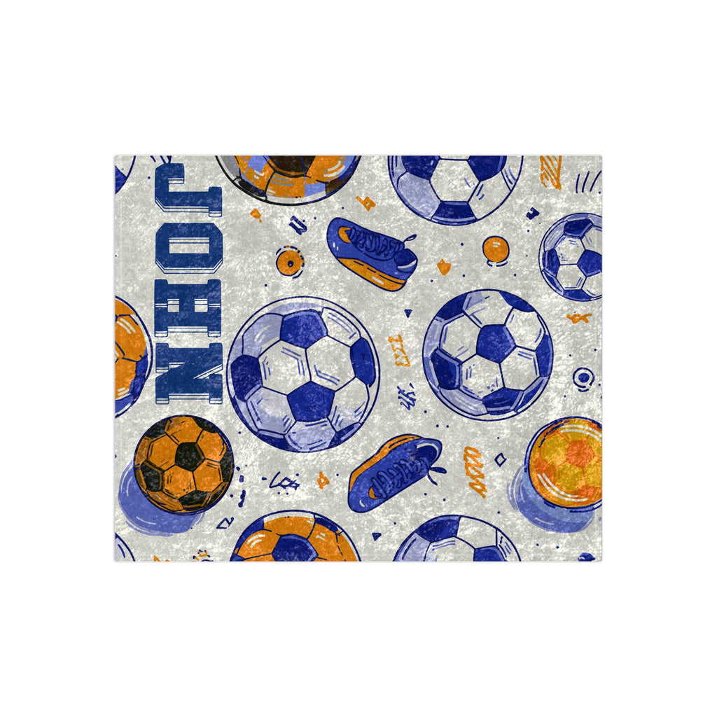 Personalized Soccer Velveteen Blanket for Kids — Crushed Velvet Football Throw