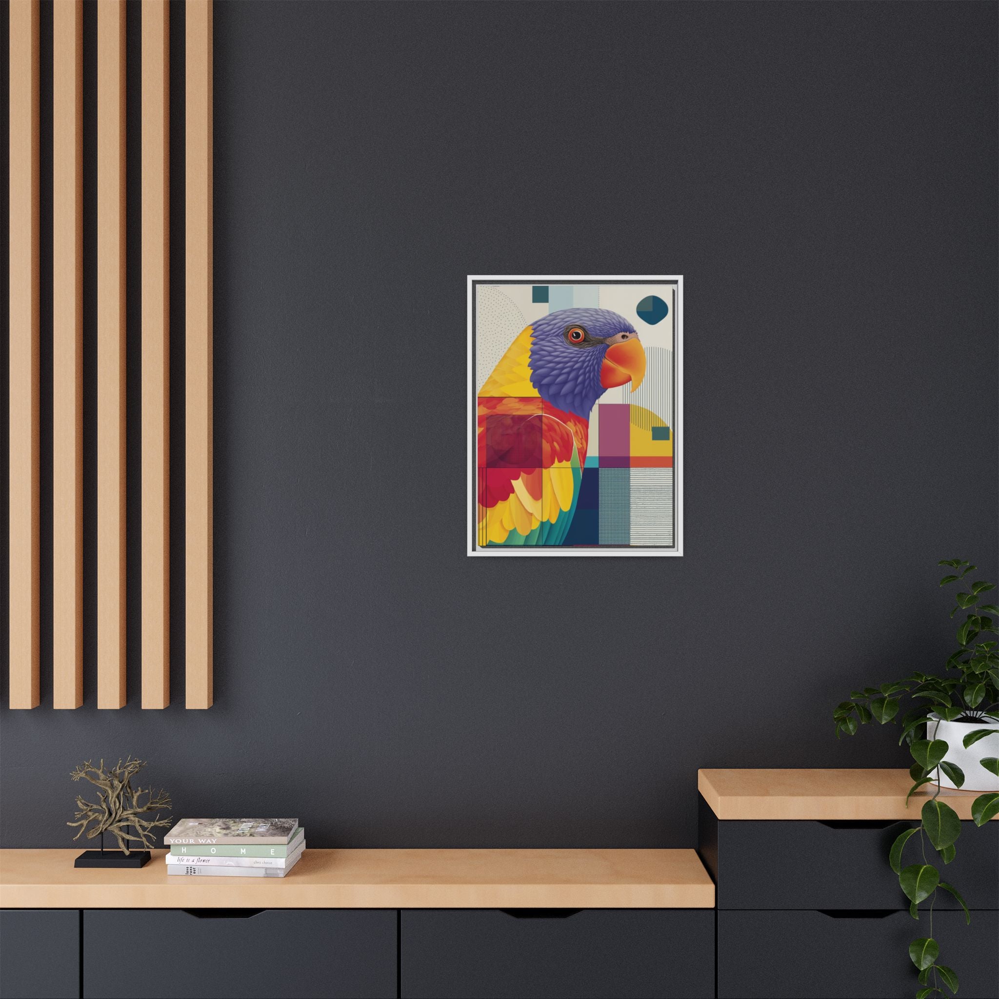 Geometric Parrot: Abstract Wildlife Art, Modern Color Block Design   |  Personalized & Custom Orders Available