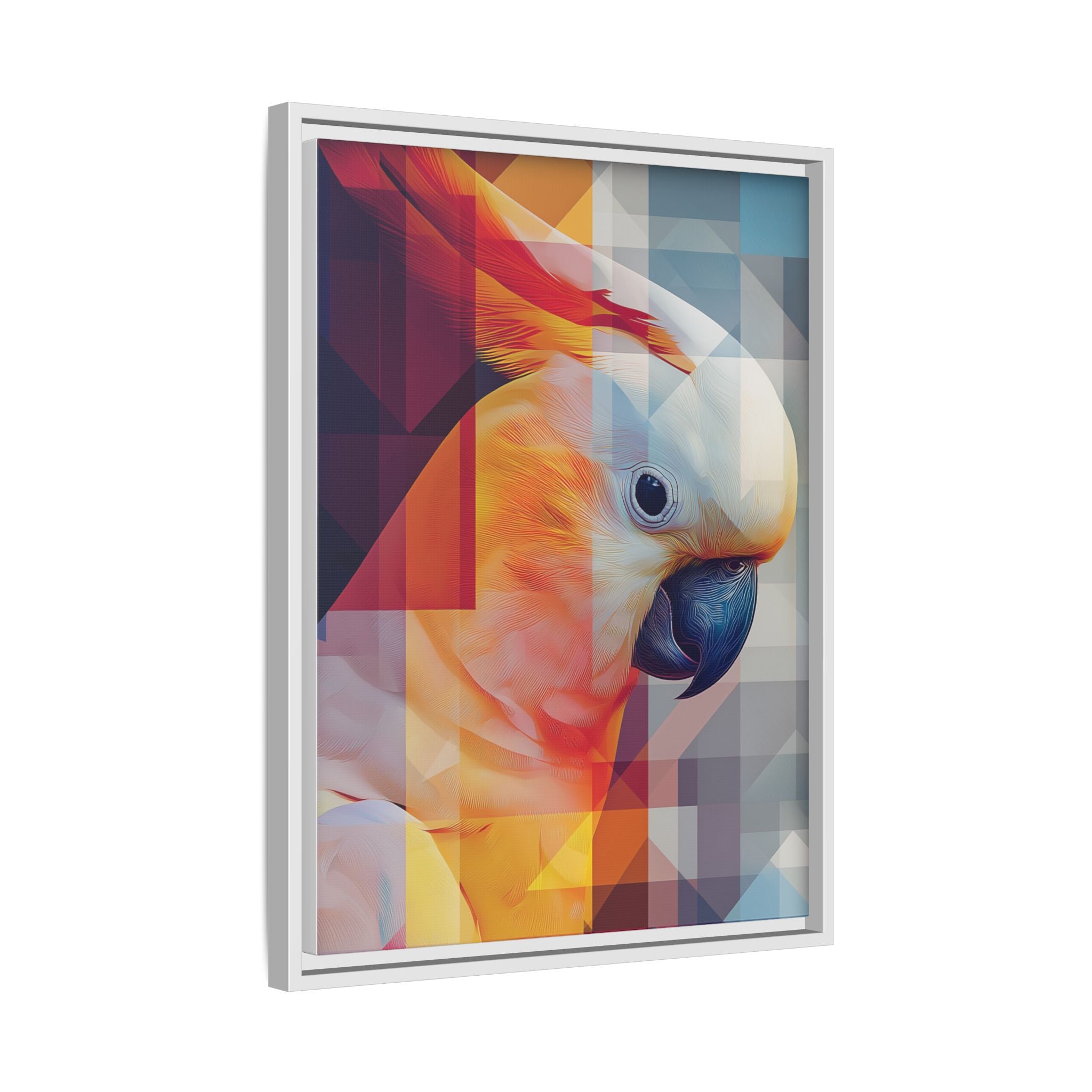 Prismatic Cockatoo Framed Print: Geometric Portrait, Digital Mosaic Artwork   |  Personalized & Custom Orders Available