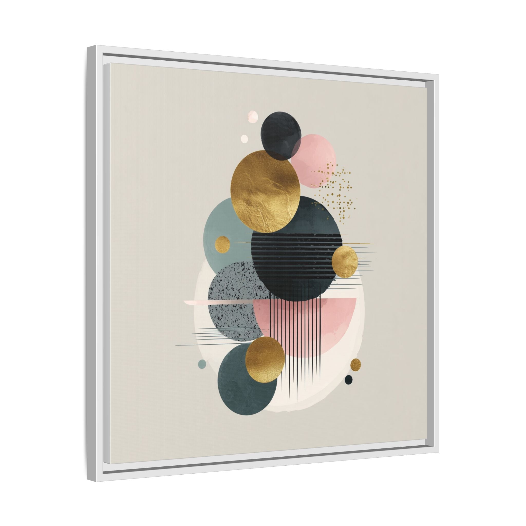 Geometric Harmony: Intersecting Circles, Mid-Century Modern Design, Abstract Metallic Composition   |   Custom Orders Accepted