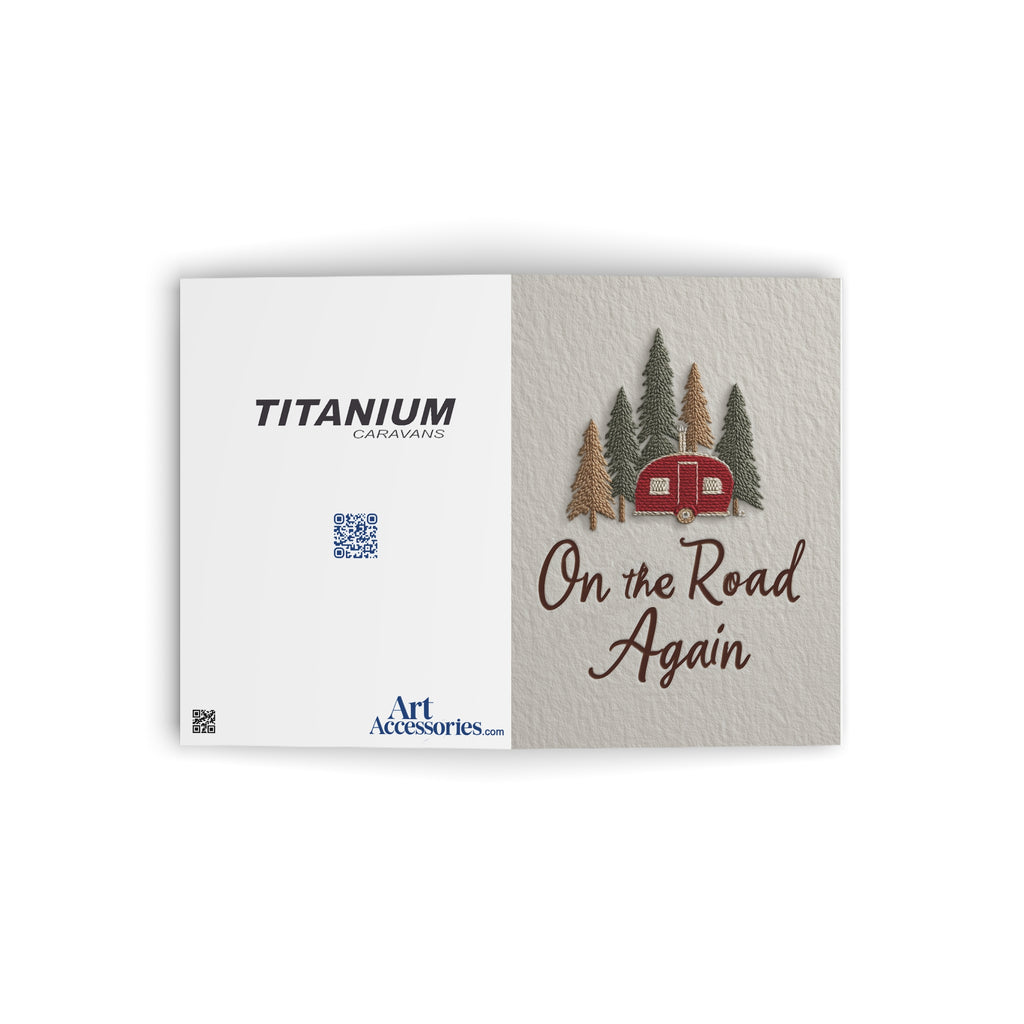 Copy of Camping Caravan Greeting Card — Retro Camper & Pine Trees Note Card