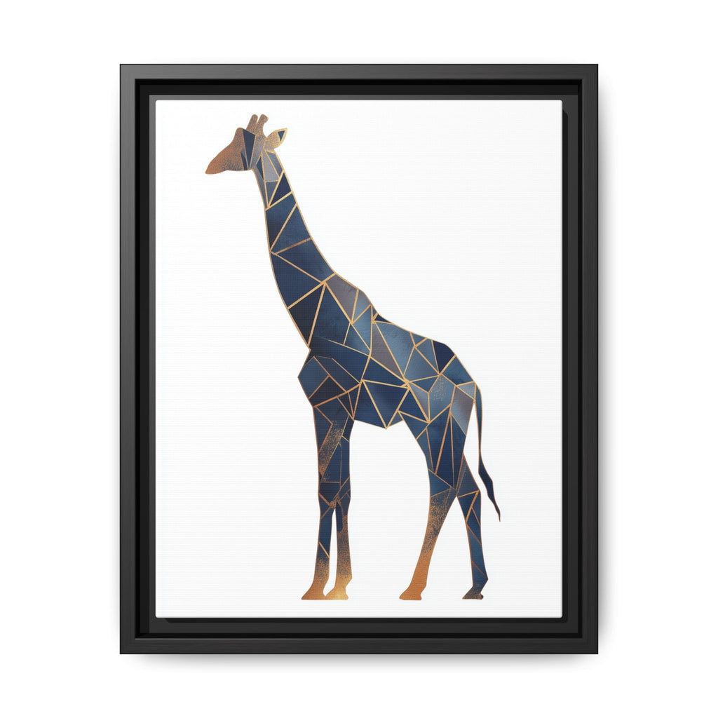 Geometric Giraffe Framed Print : Faceted Blue Mosaic, Modern Wildlife Art   |  Personalized & Custom Orders Available