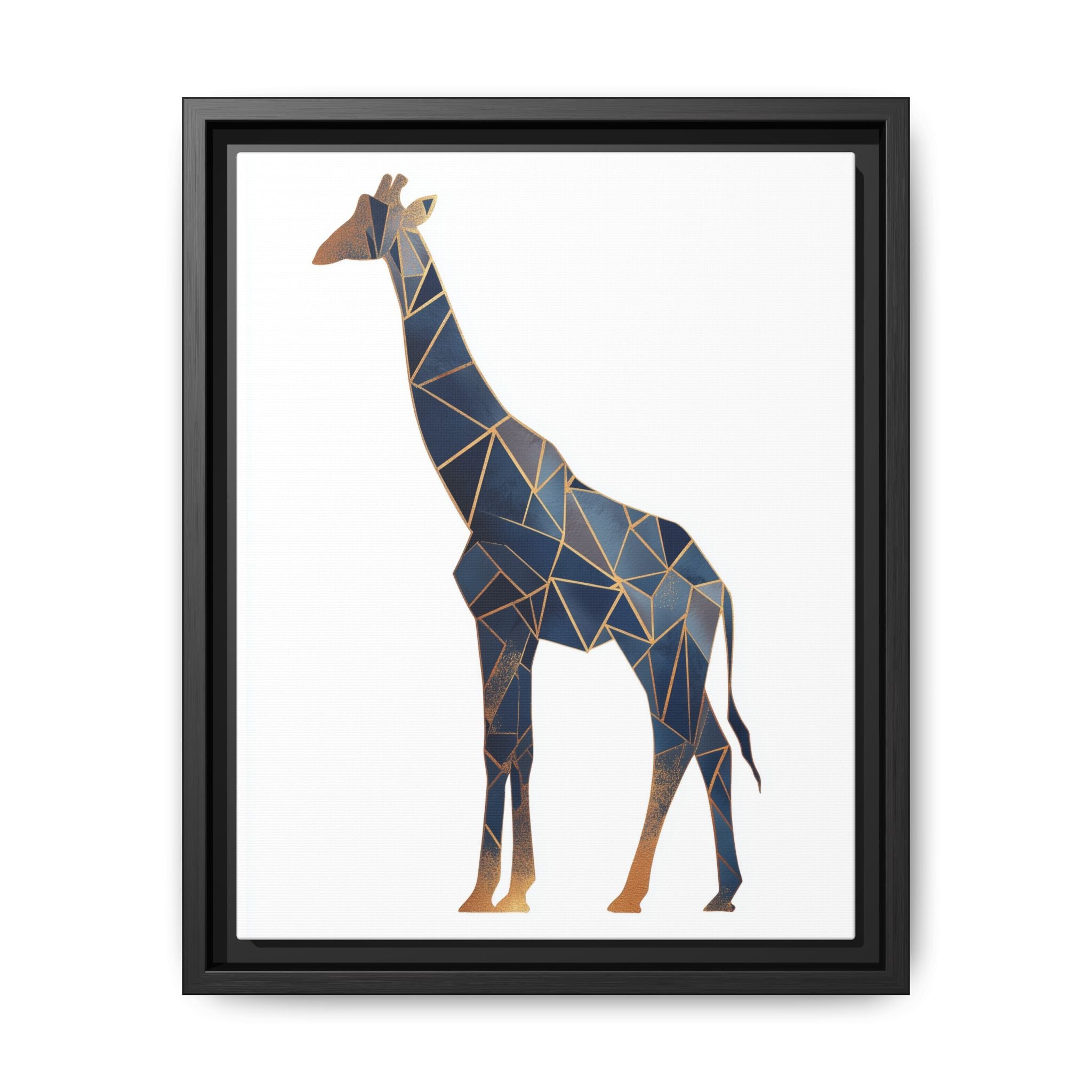 Geometric Giraffe Framed Print : Faceted Blue Mosaic, Modern Wildlife Art   |  Personalized & Custom Orders Available